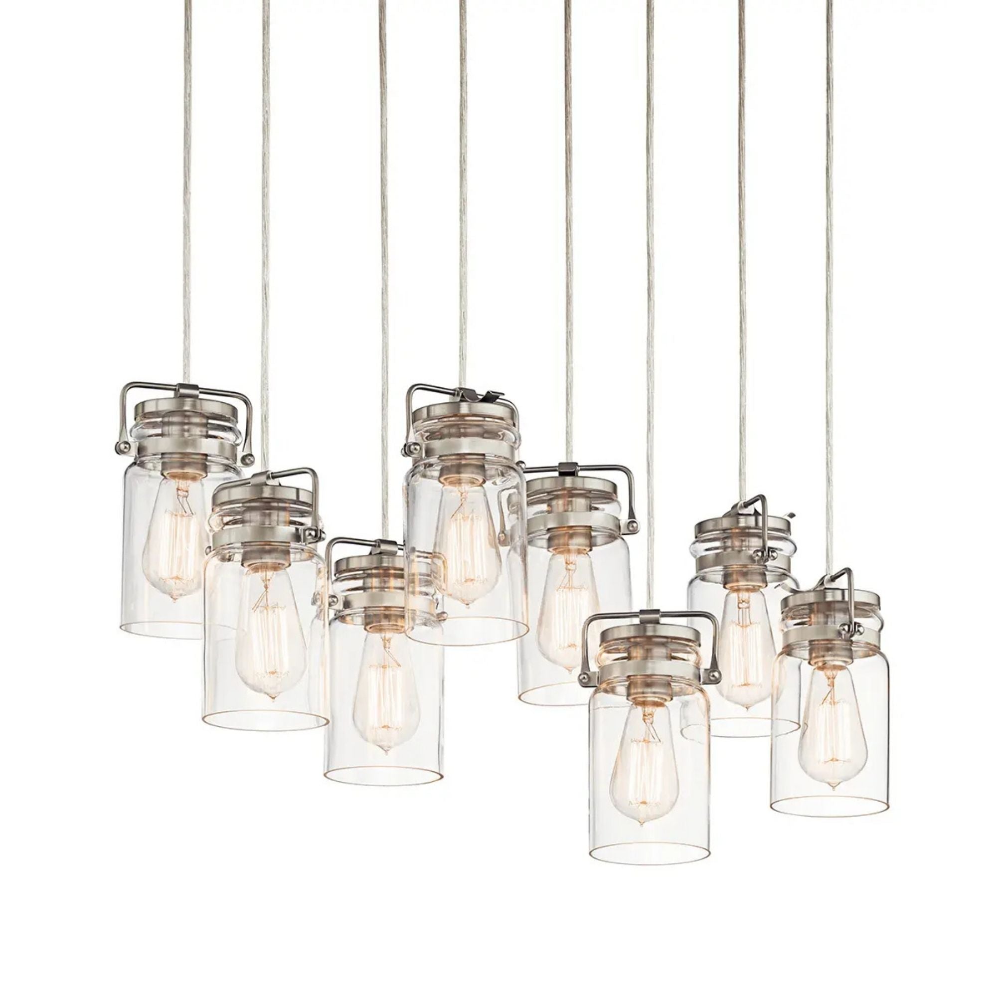 Brinley 26" 8-Light Linear Chandelier, Brushed Nickel Finish - Bees Lighting