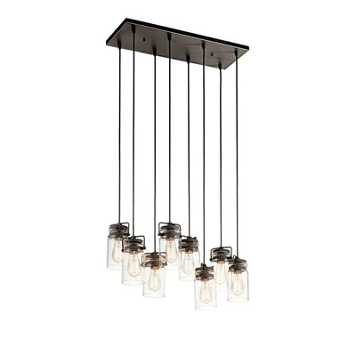 Brinley 26" 8-Light Linear Chandelier, Olde Bronze Finish