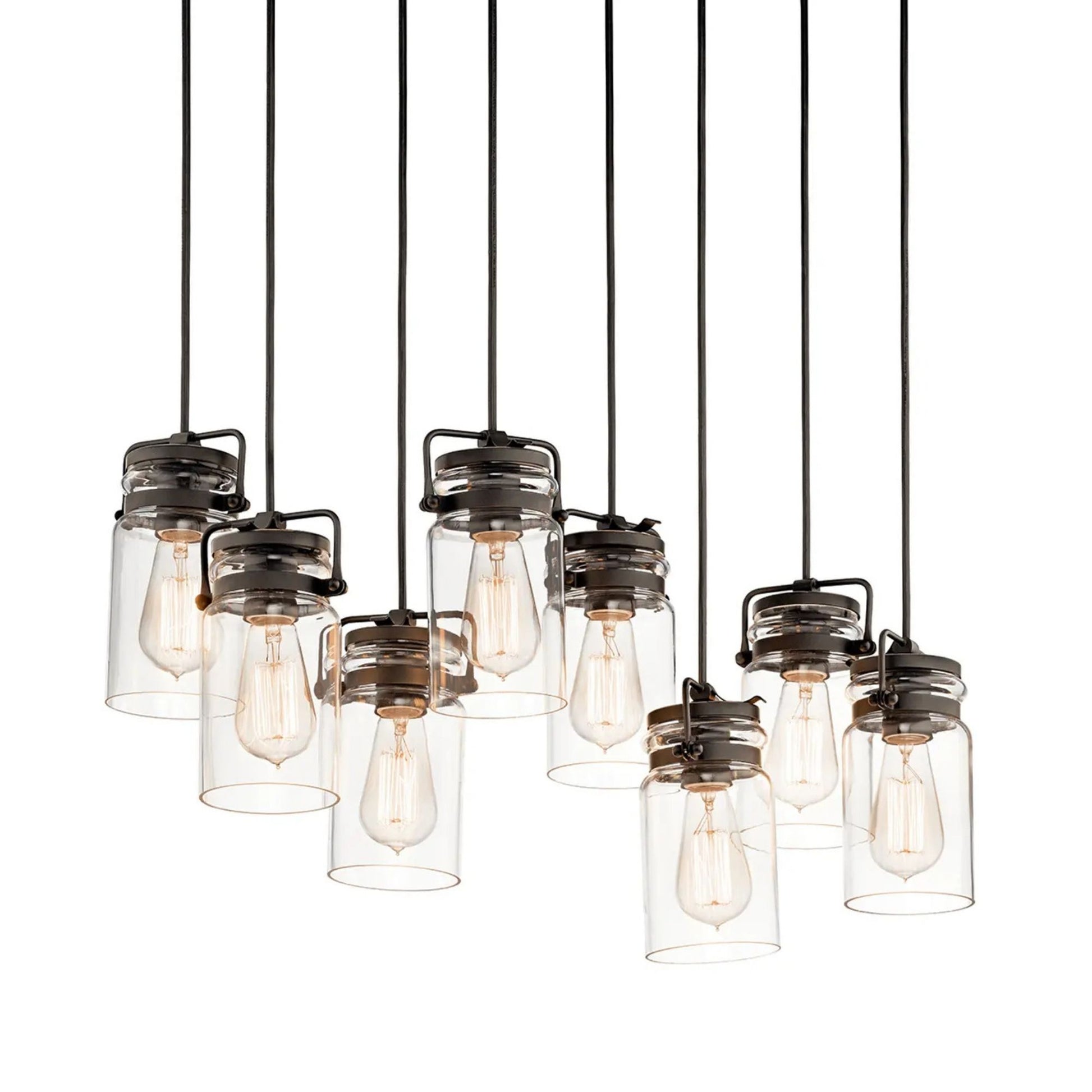 Brinley 26" 8-Light Linear Chandelier, Olde Bronze Finish - Bees Lighting