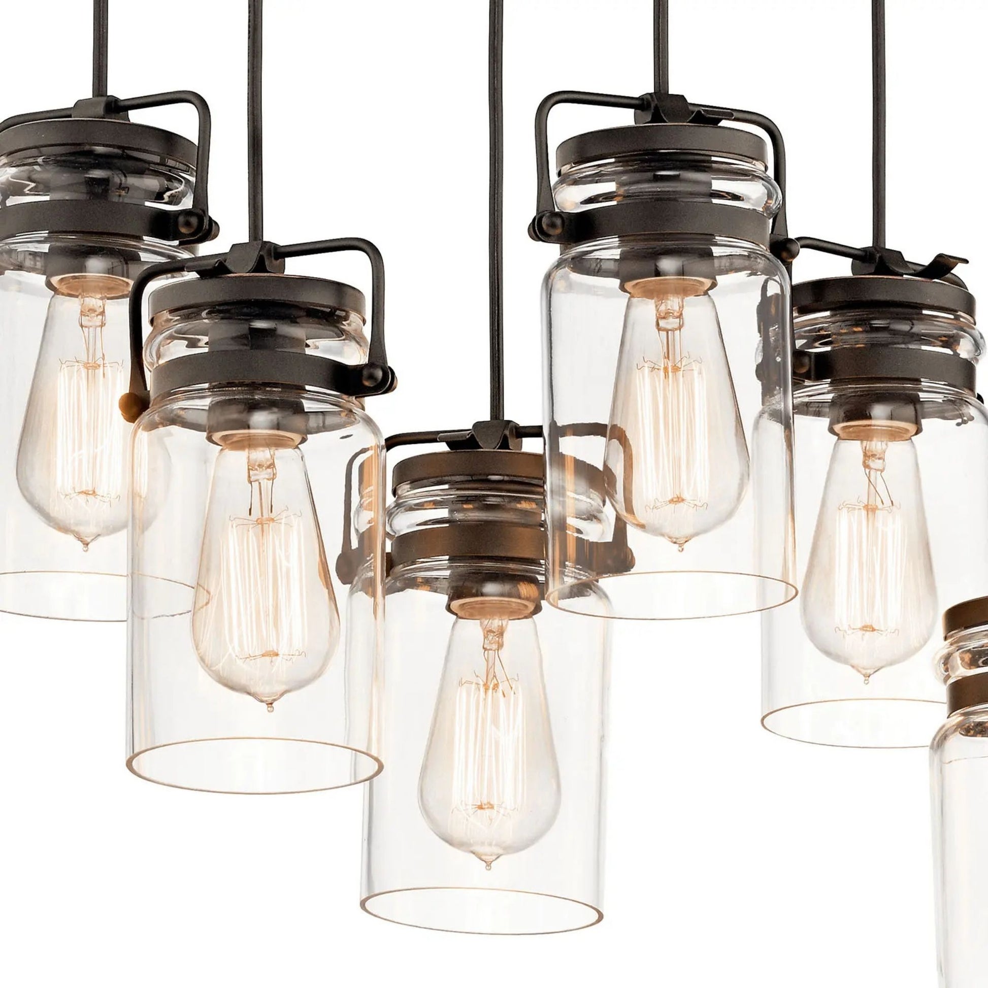 Brinley 26" 8-Light Linear Chandelier, Olde Bronze Finish - Bees Lighting