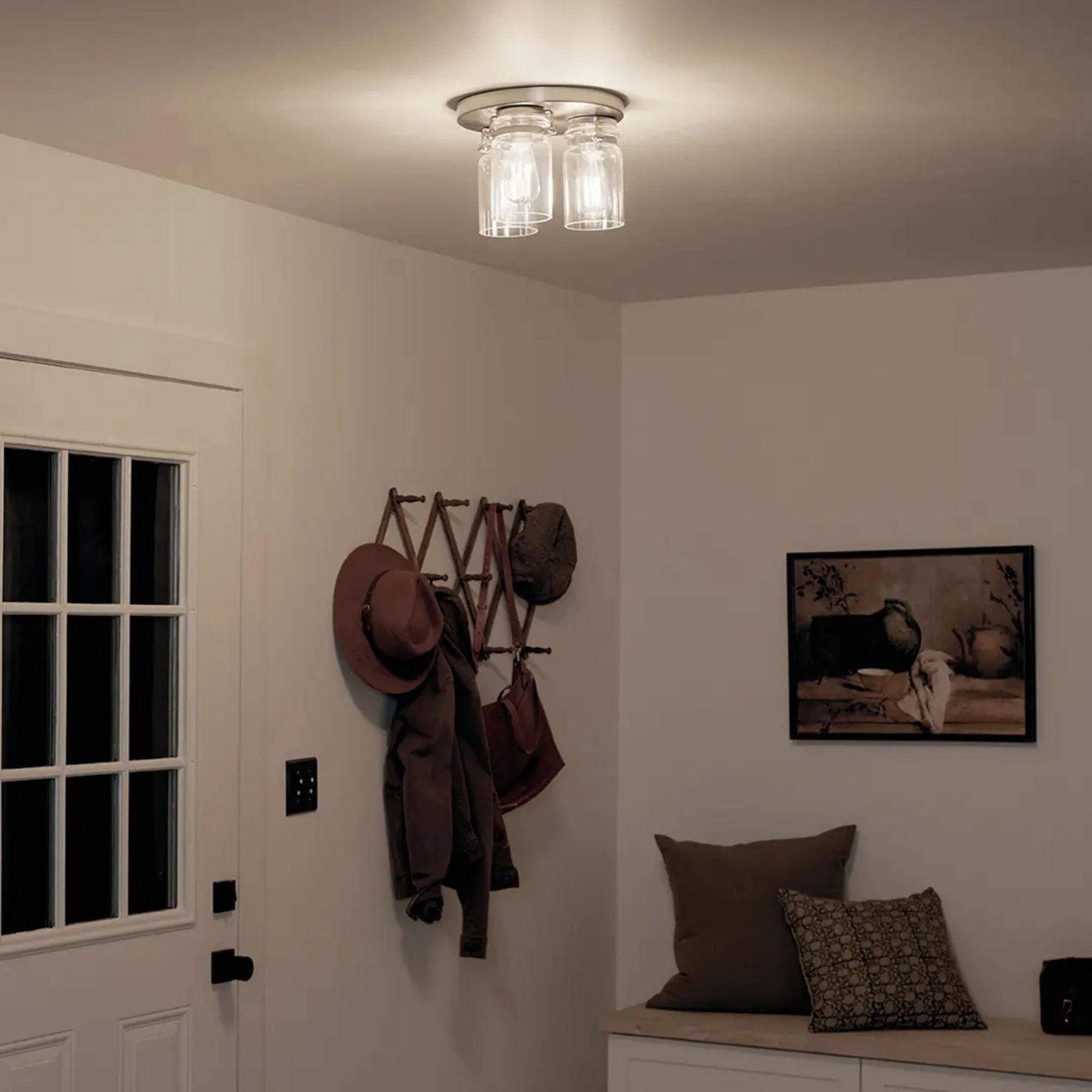 Brinley 12" 3-Light Flush Mount, Brushed Nickel Finish