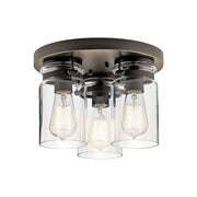 Brinley 12" 3-Light Flush Mount, Olde Bronze Finish