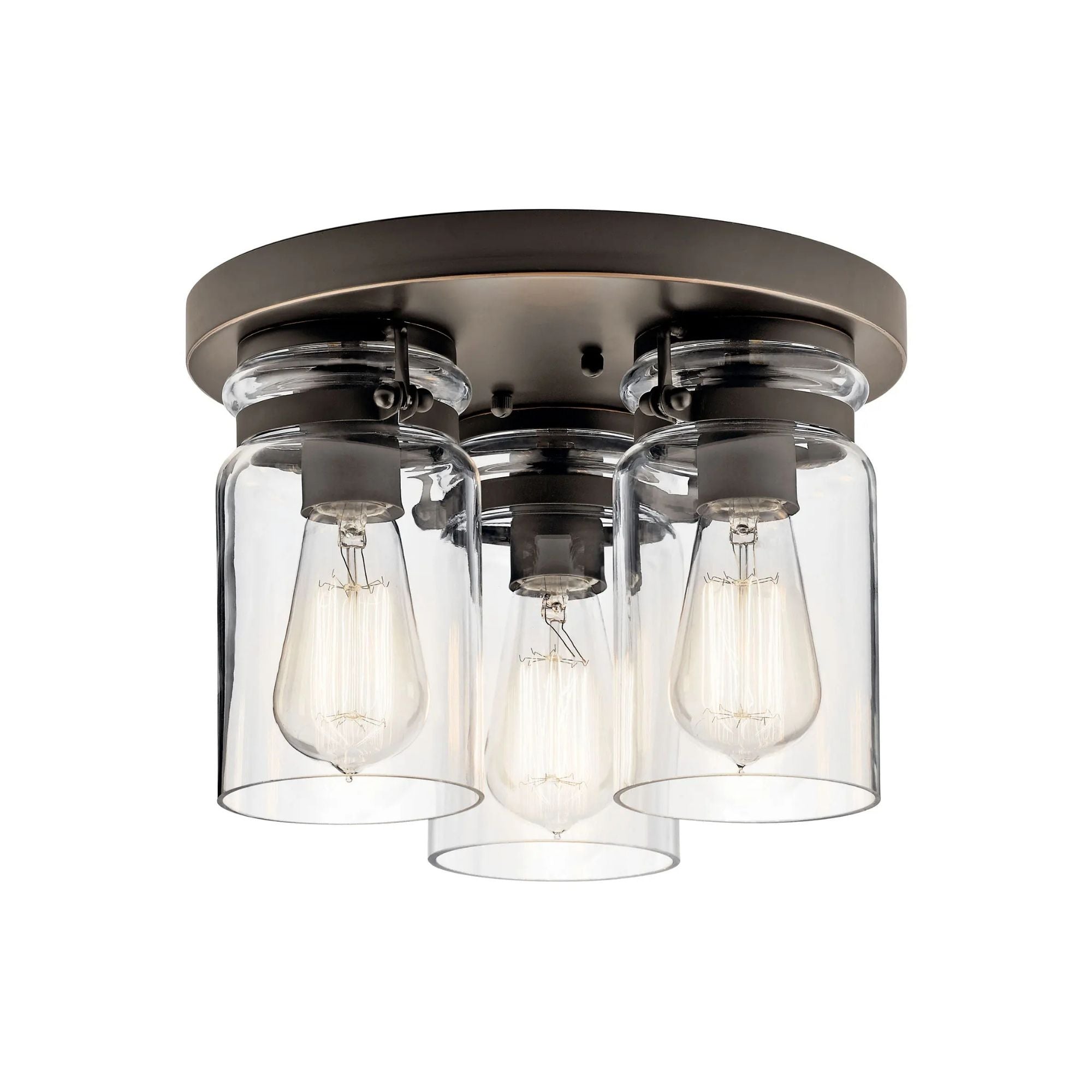 Brinley 12" 3-Light Flush Mount, Olde Bronze Finish