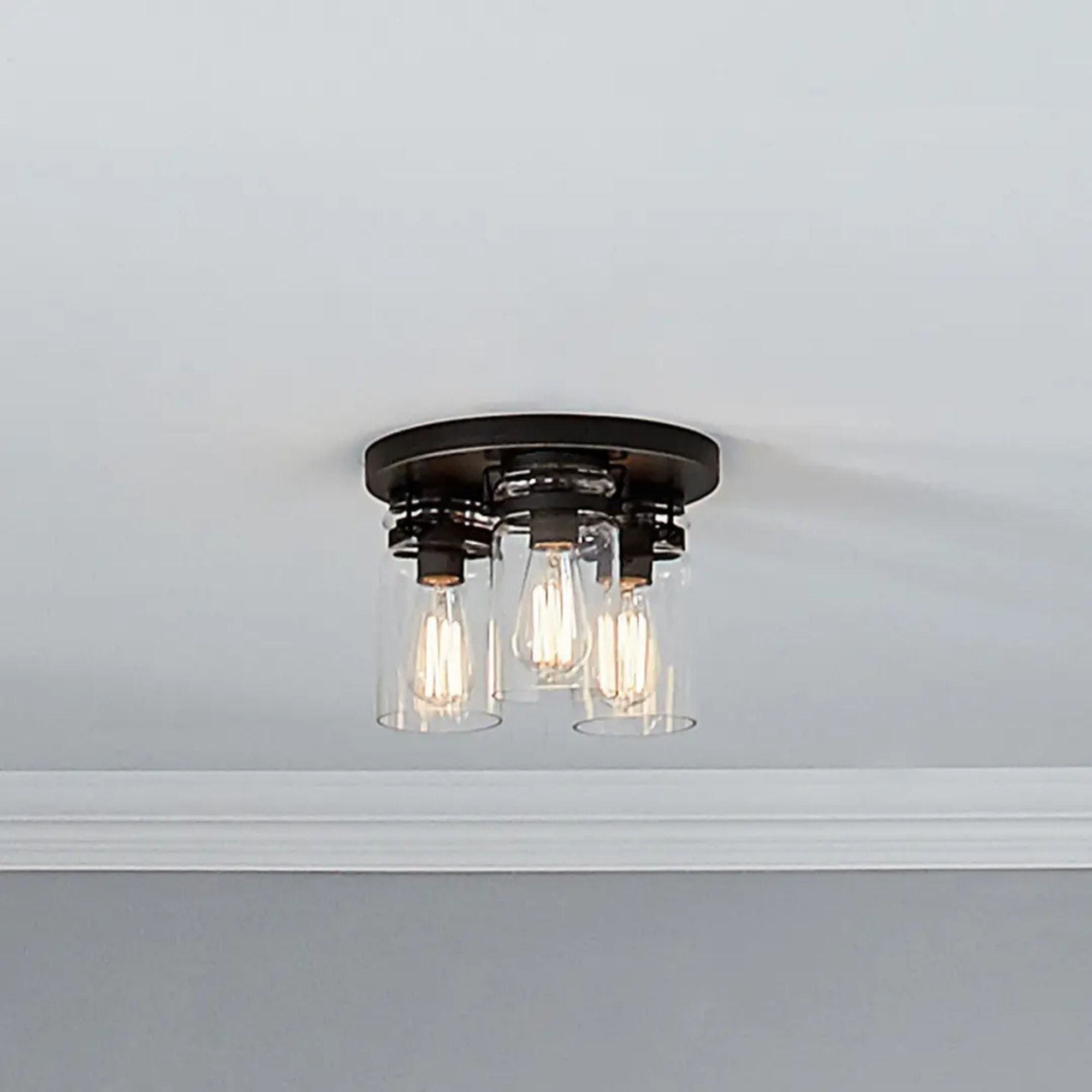 Brinley 12" 3-Light Flush Mount, Olde Bronze Finish