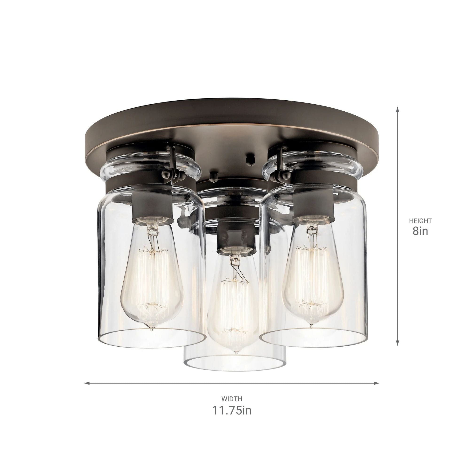 Brinley 12" 3-Light Flush Mount, Olde Bronze Finish