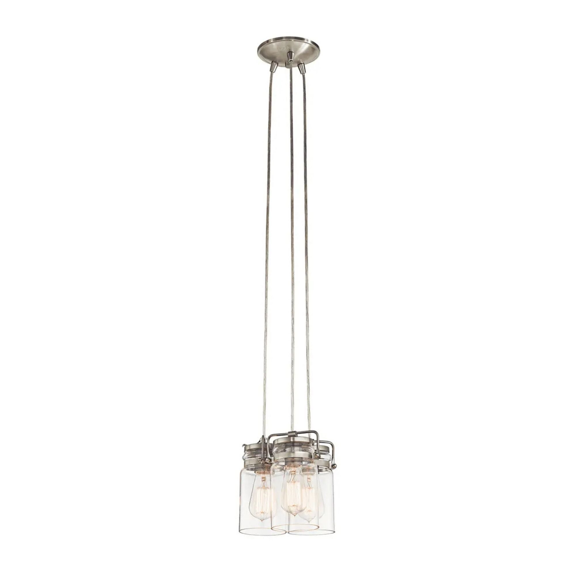 Brinley 9" 3-Light Pendant, Brushed Nickel Finish