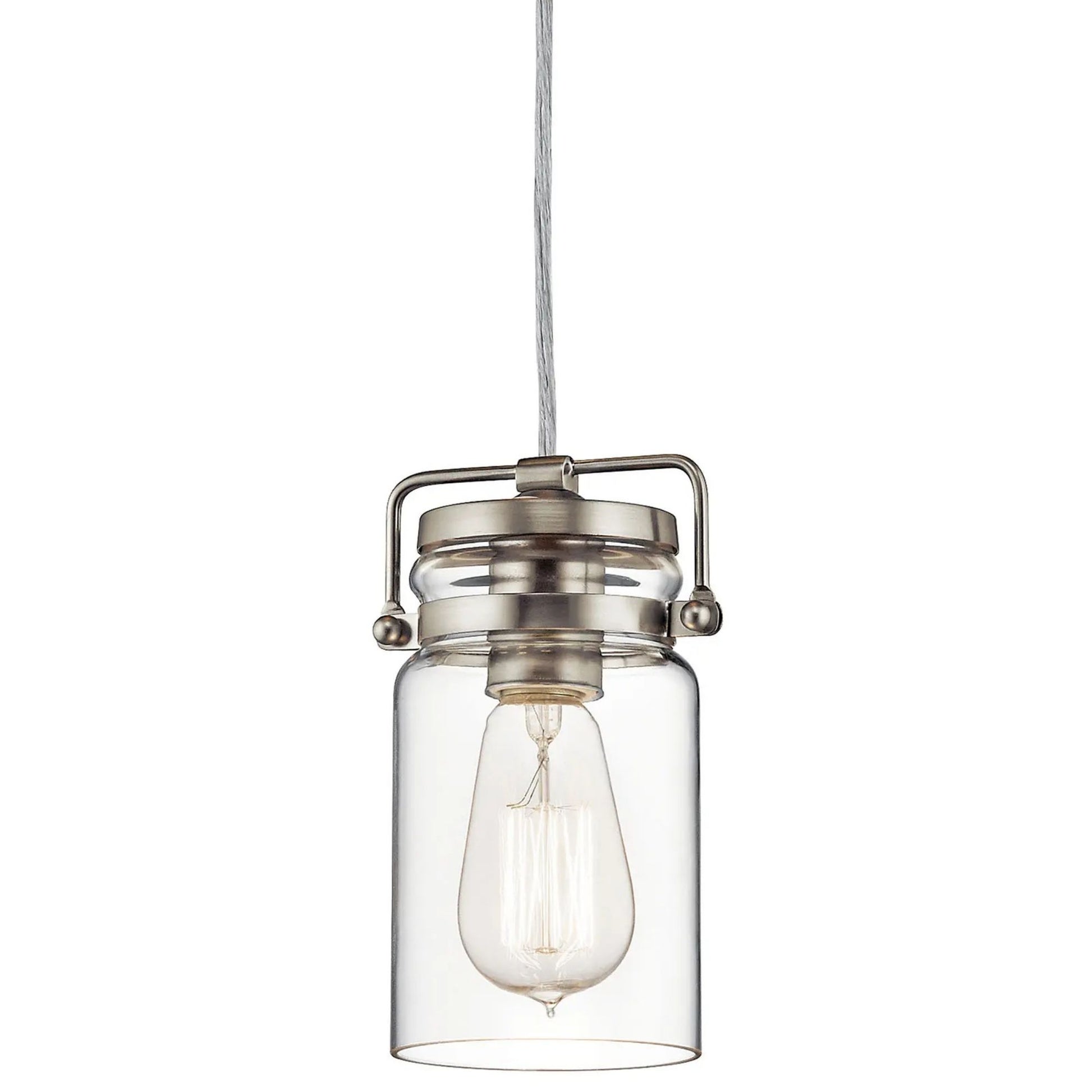 Brinley 5" Mini Pendant, Brushed Nickel Finish - Bees Lighting