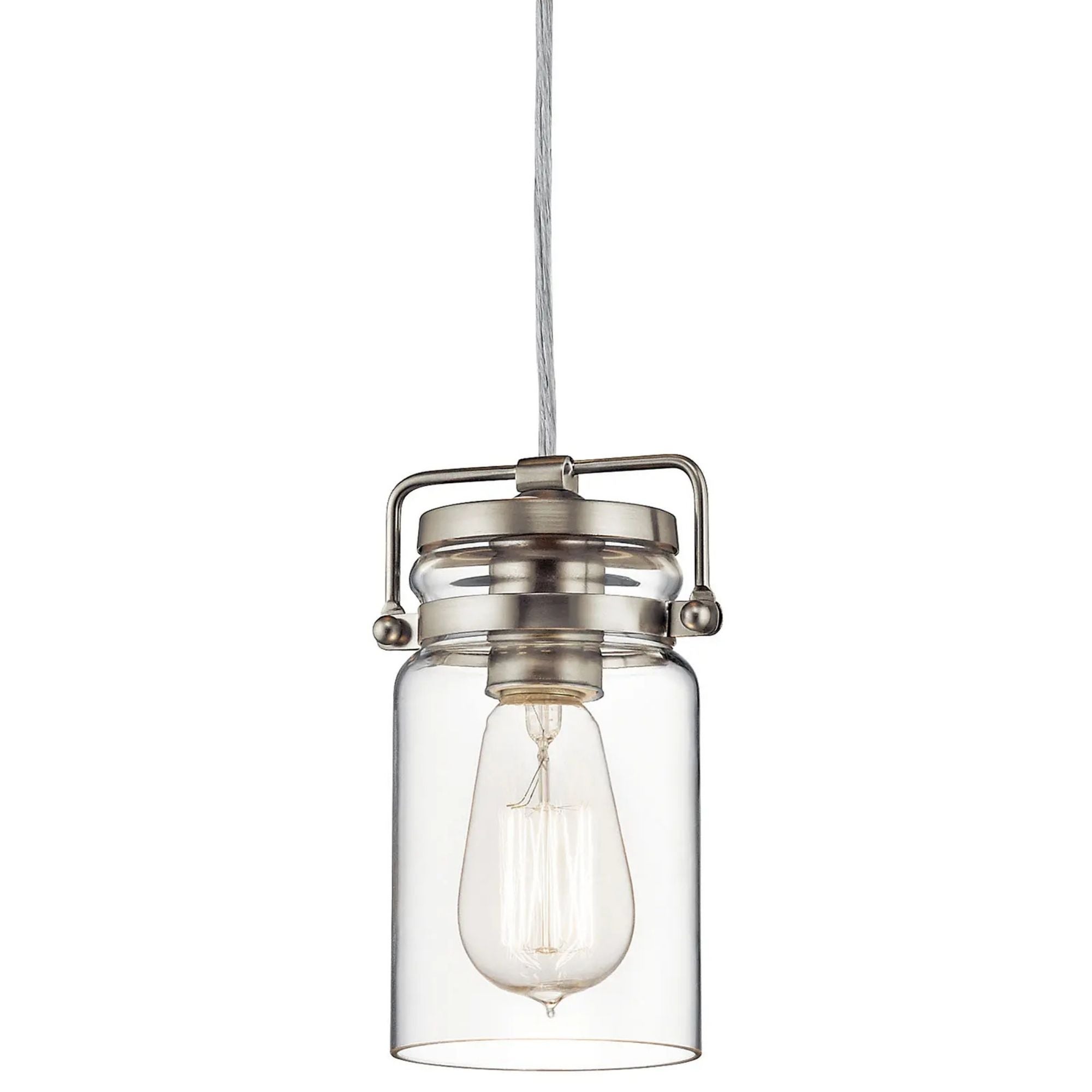 Brinley 5" Mini Pendant, Brushed Nickel Finish - Bees Lighting