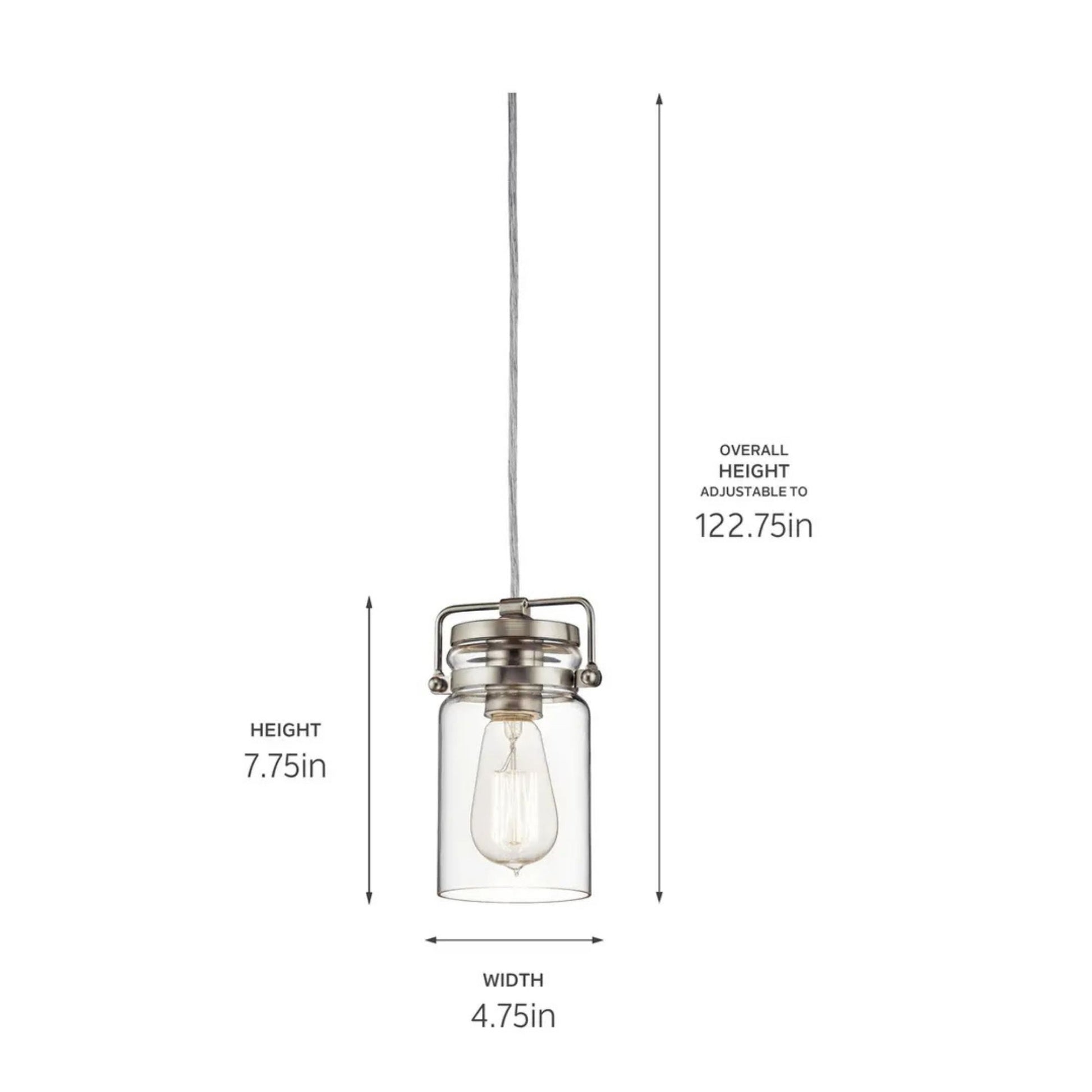Brinley 5" Mini Pendant, Brushed Nickel Finish - Bees Lighting