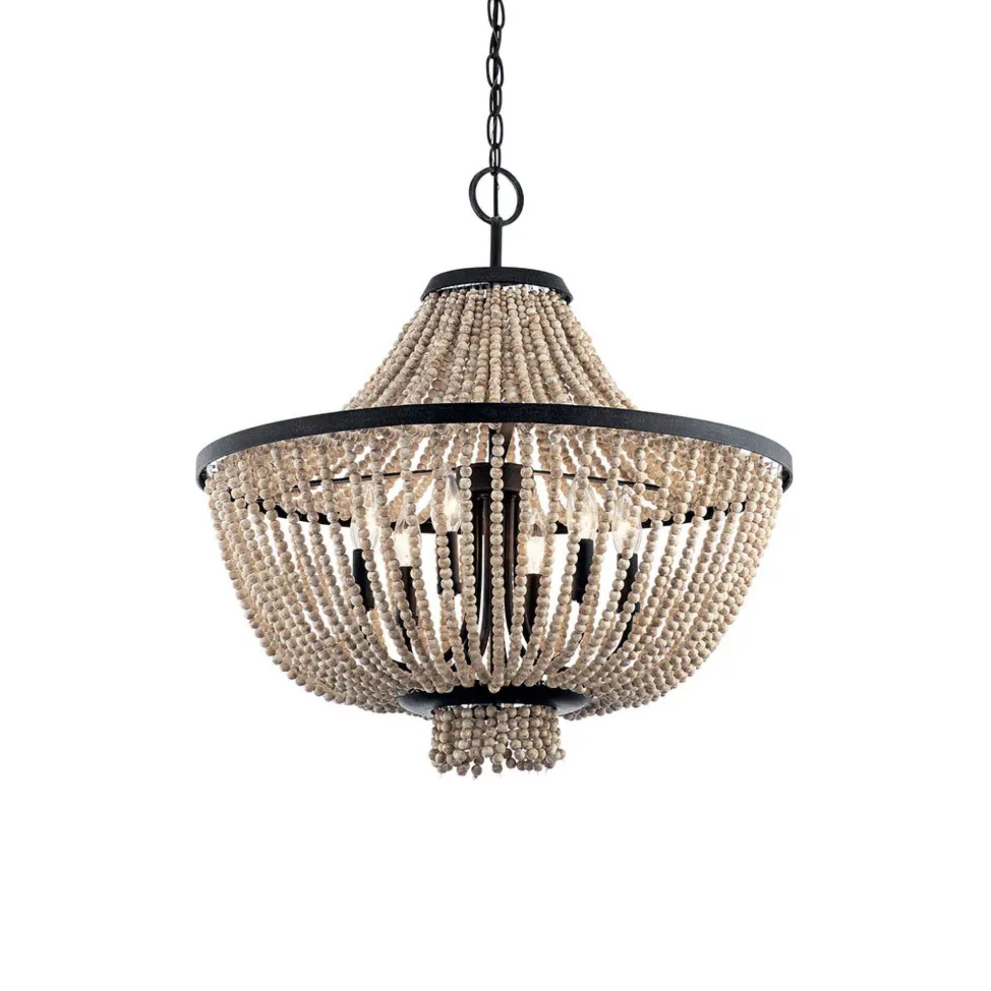 Brisbane 24" 6-Light Chandelier, Distressed Black Finish