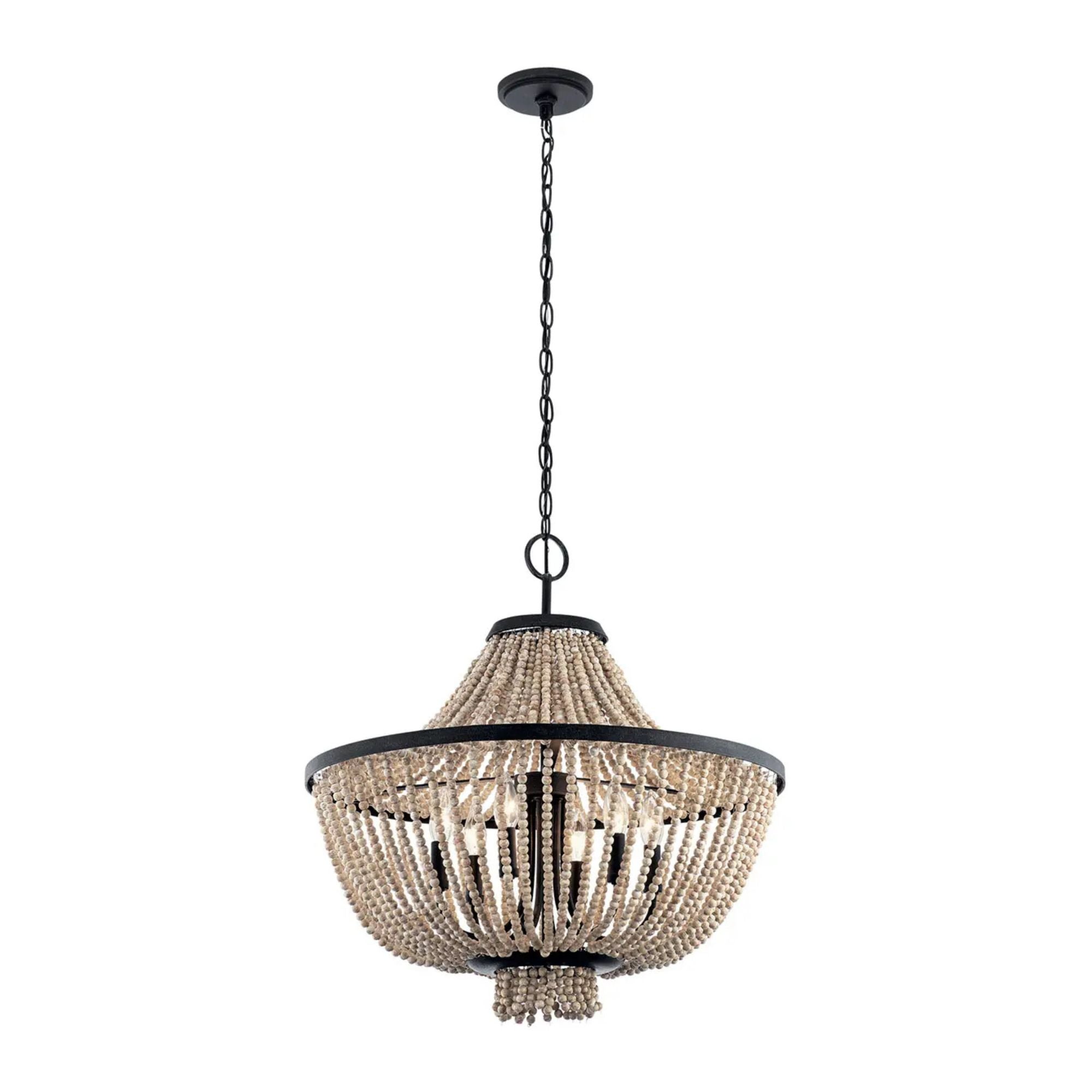 Brisbane 24" 6-Light Chandelier, Distressed Black Finish