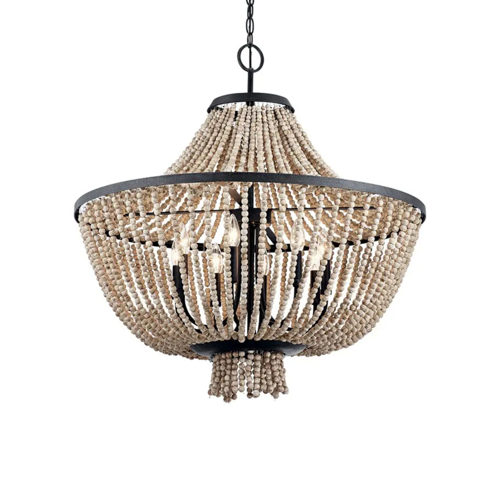 Brisbane 30" 8-Light Chandelier, Distressed Black Finish