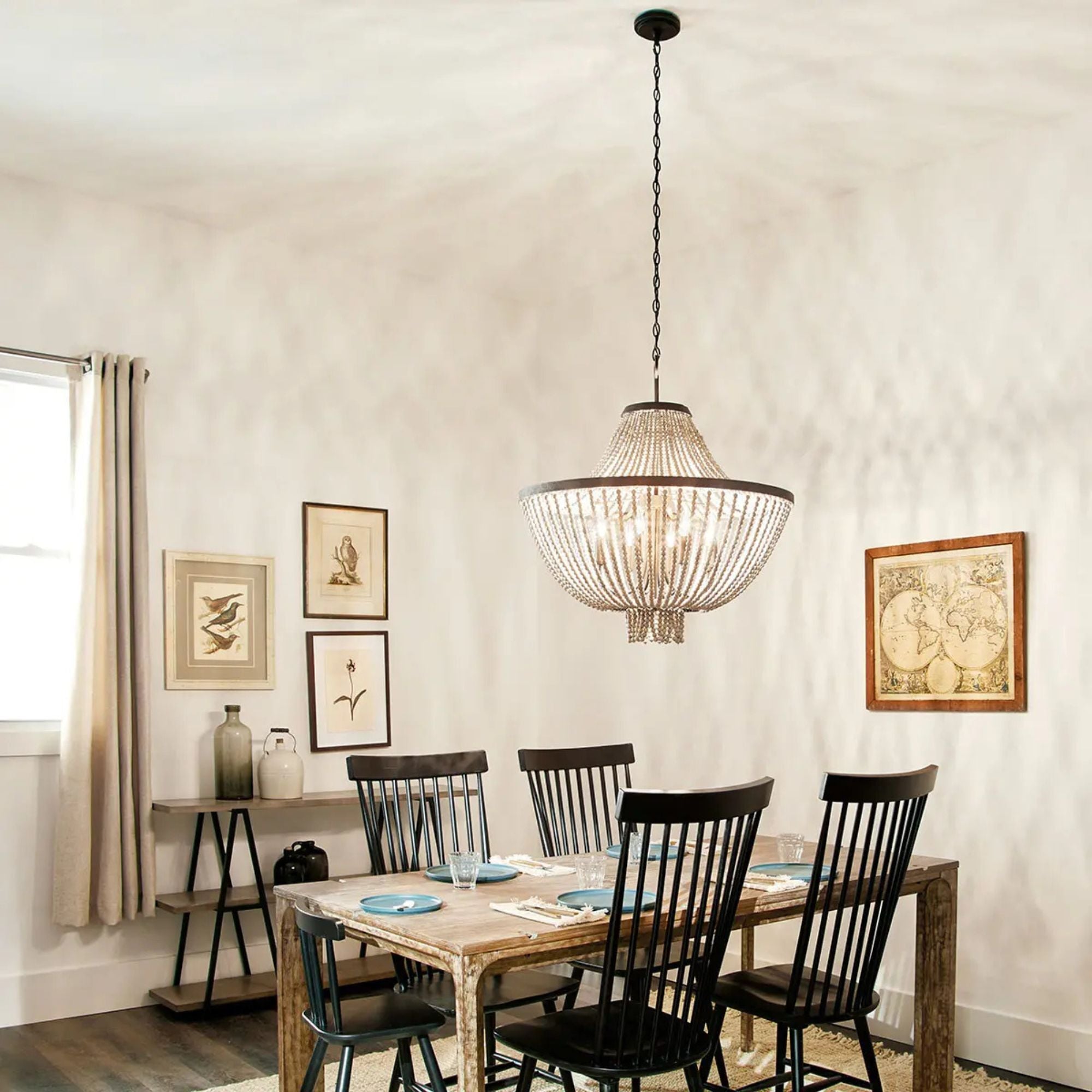 Brisbane 30" 8-Light Chandelier, Distressed Black Finish