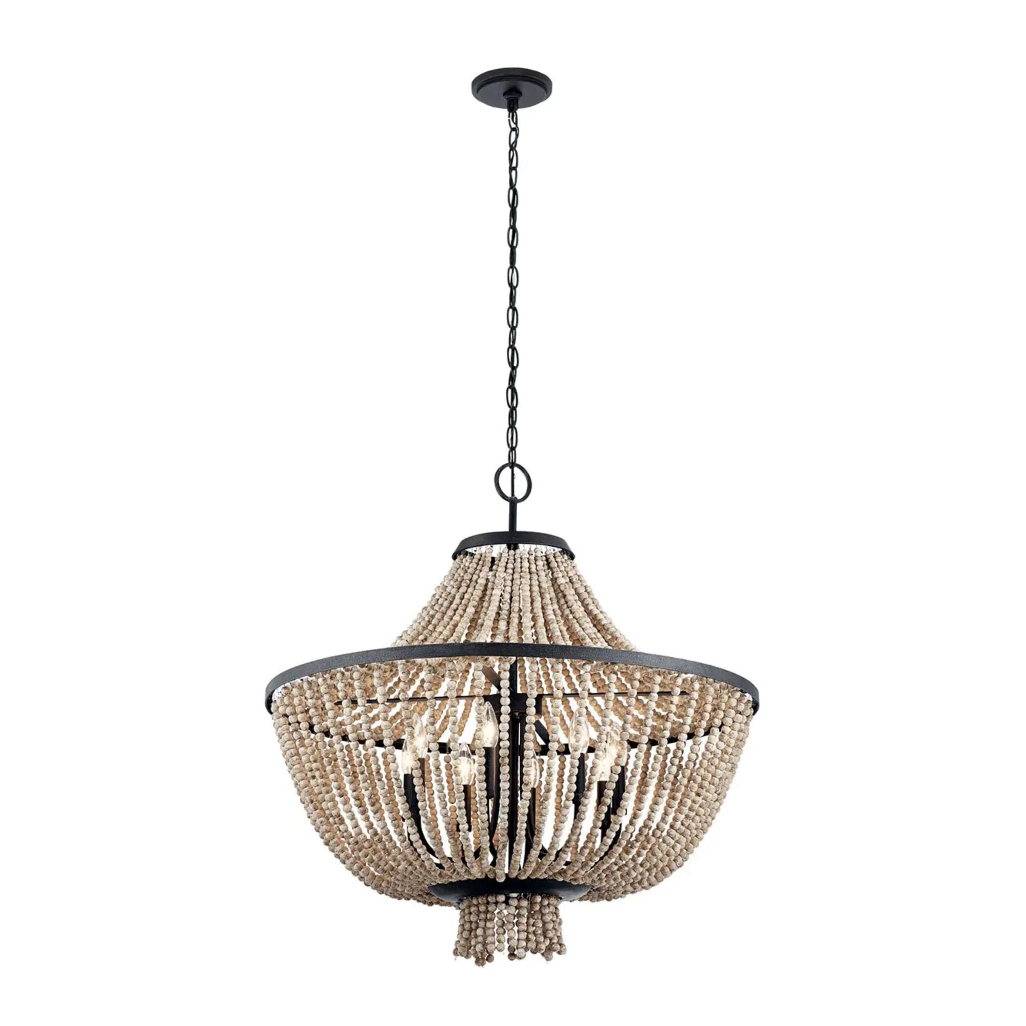 Brisbane 30" 8-Light Chandelier, Distressed Black Finish