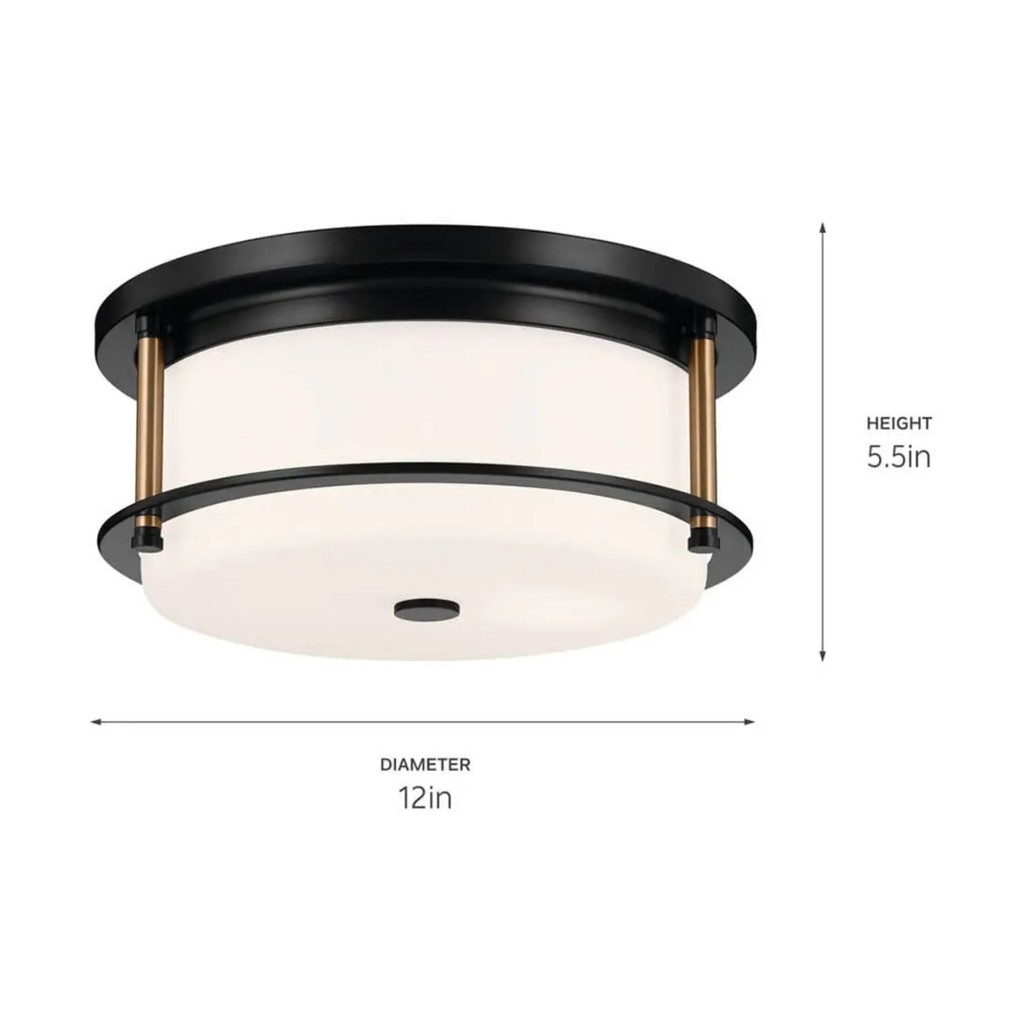 Brit 12" 2-Light Flush Mount, Black Finish