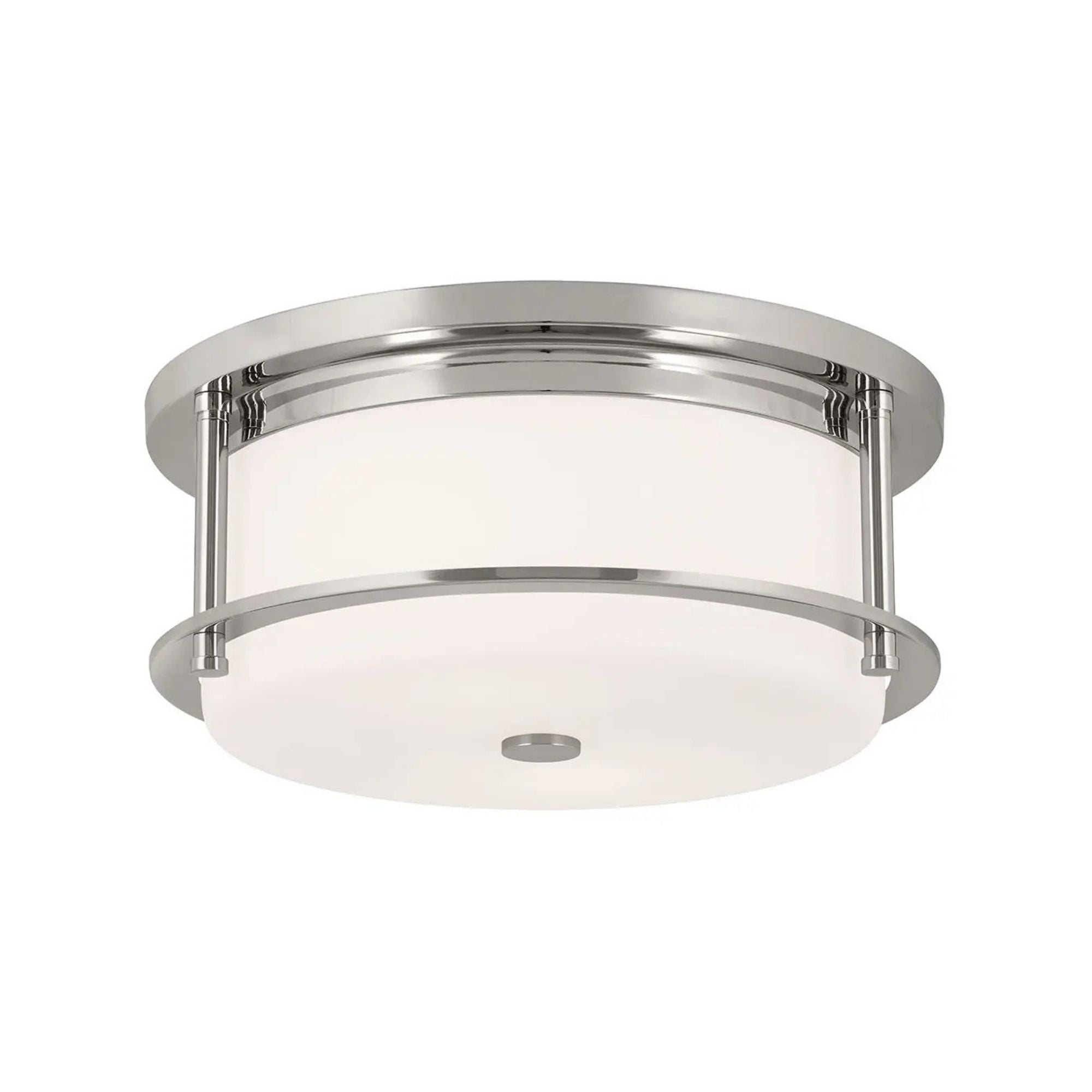Brit 12" 2-Light Flush Mount, Polished Nickel Finish