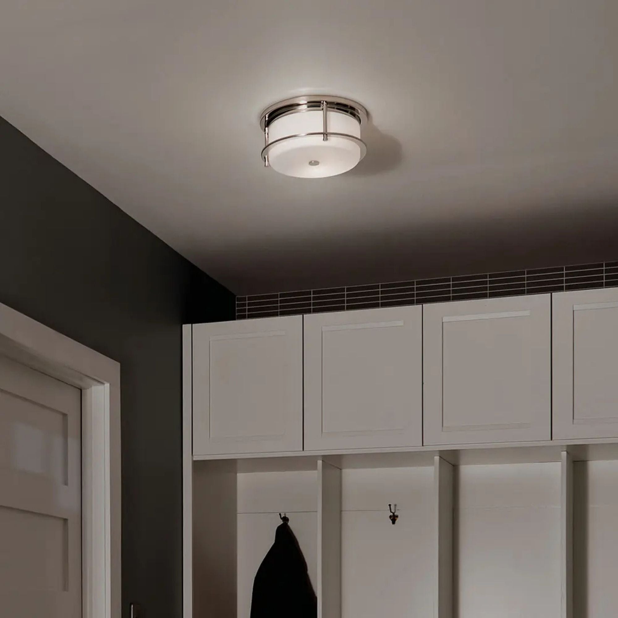 Brit 12" 2-Light Flush Mount, Polished Nickel Finish