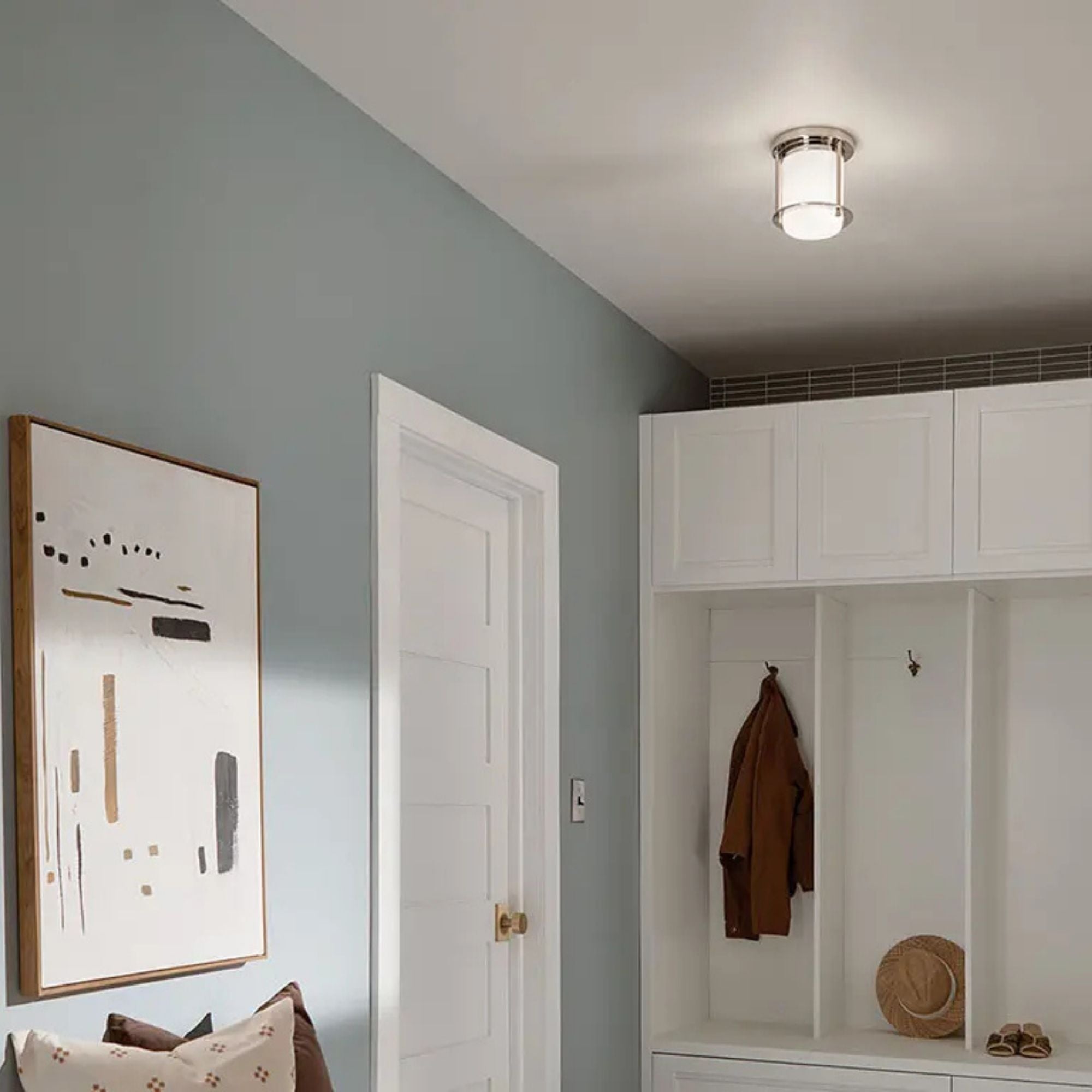 Brit 7" Flush Mount, Polished Nickel Finish