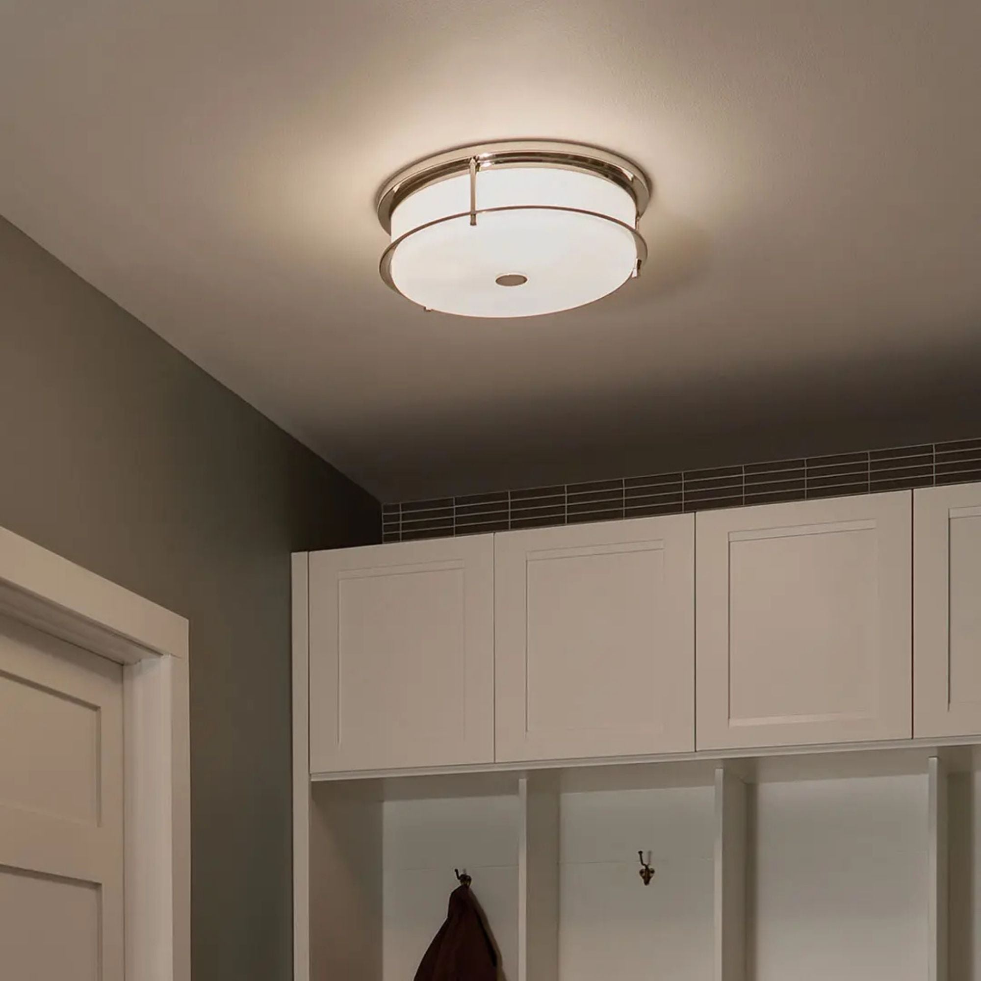 Brit 18" 4-Light Flush Mount, Polished Nickel Finish