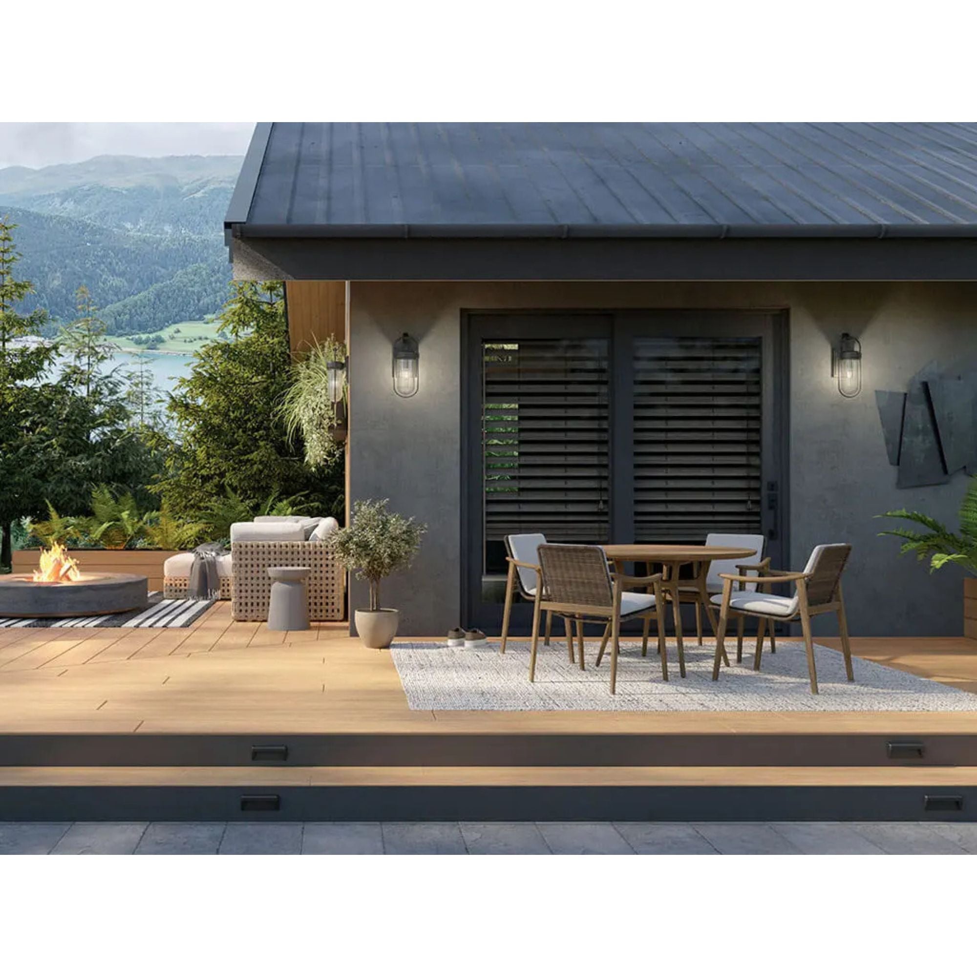 Brix 19" Outdoor Wall Light, Textured Black Finish