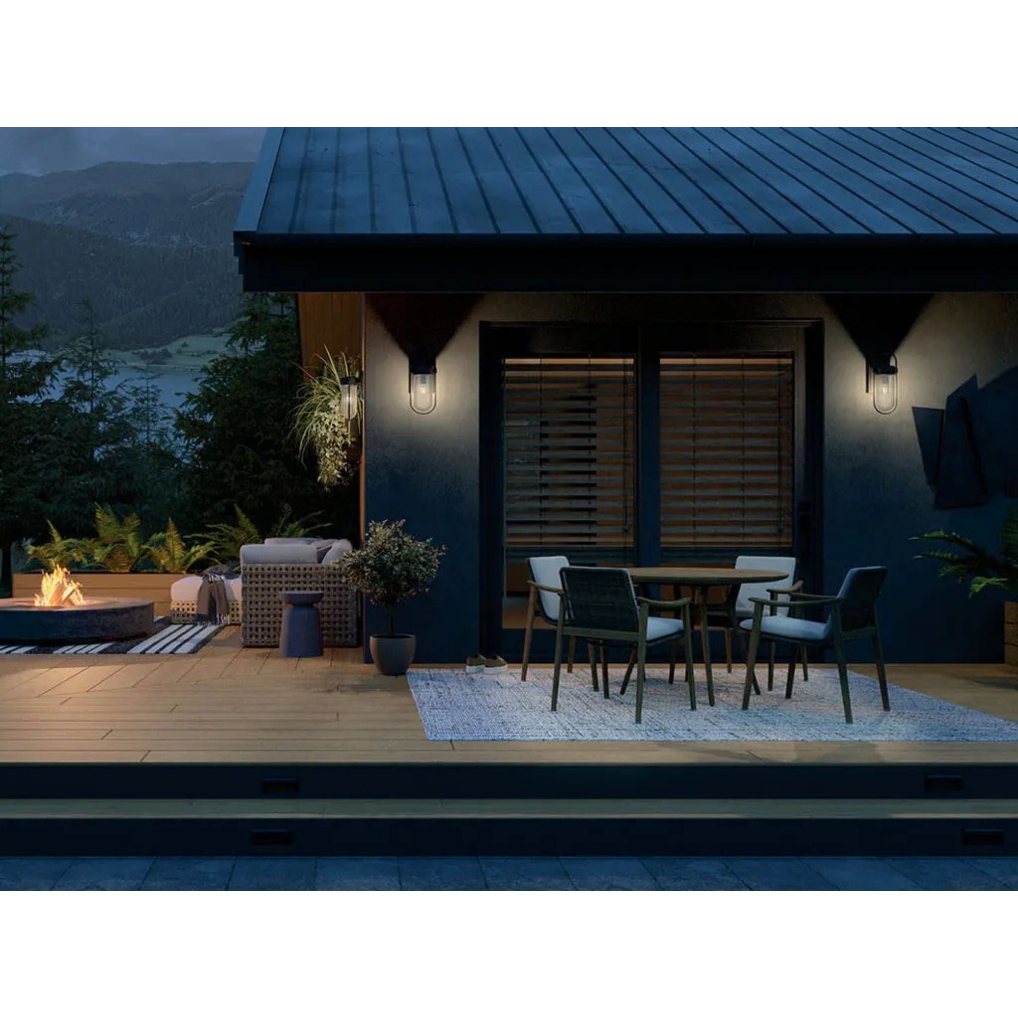 Brix 19" Outdoor Wall Light, Textured Black Finish