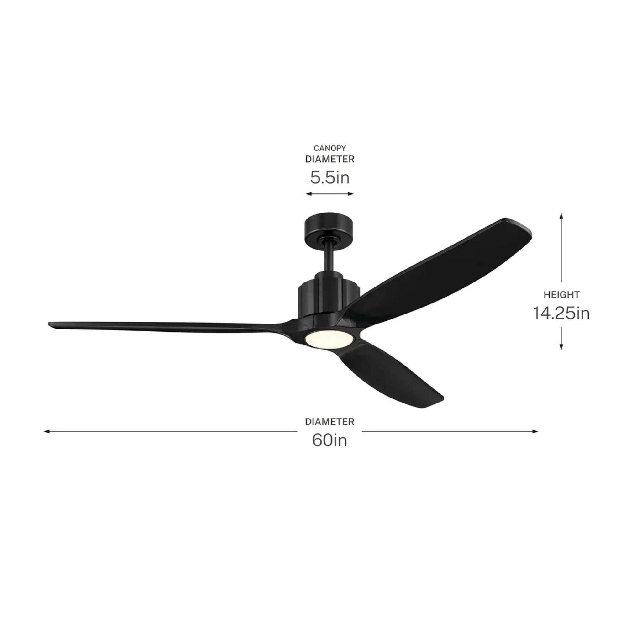 Kichler Calyx 60'' Ceiling Fan with LED Light DC Motor Matte Black