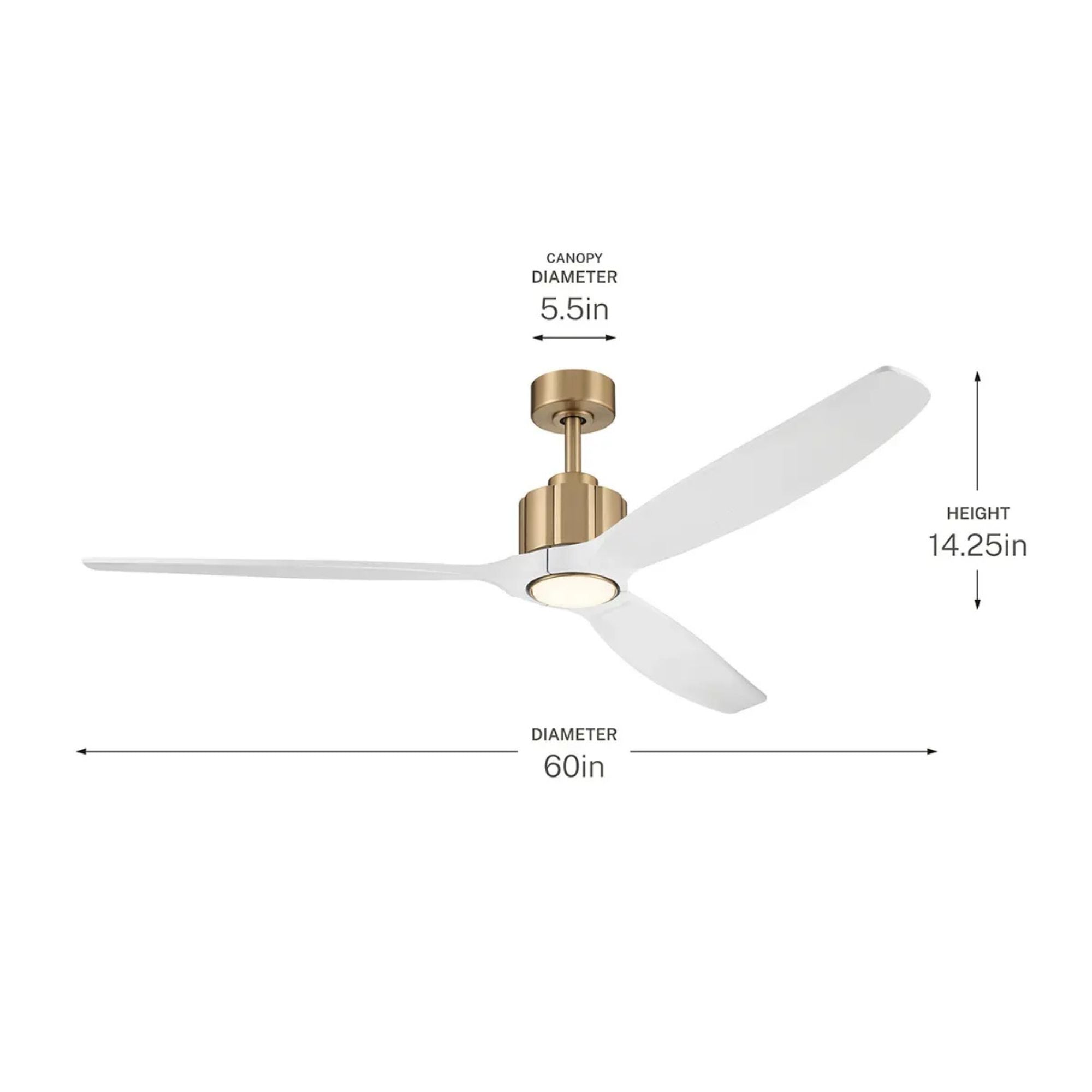 Kichler Calyx 60'' Ceiling Fan with LED Light DC Motor Champagne Bronze