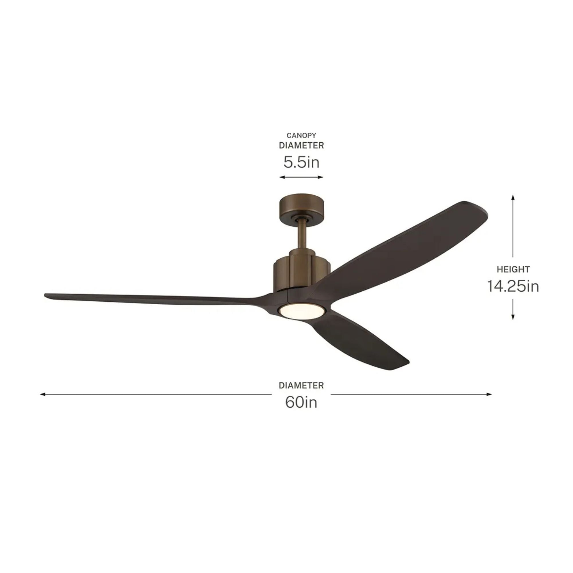 Kichler Calyx 60'' Ceiling Fan with LED Light DC Motor Heritage Brushed Bronze