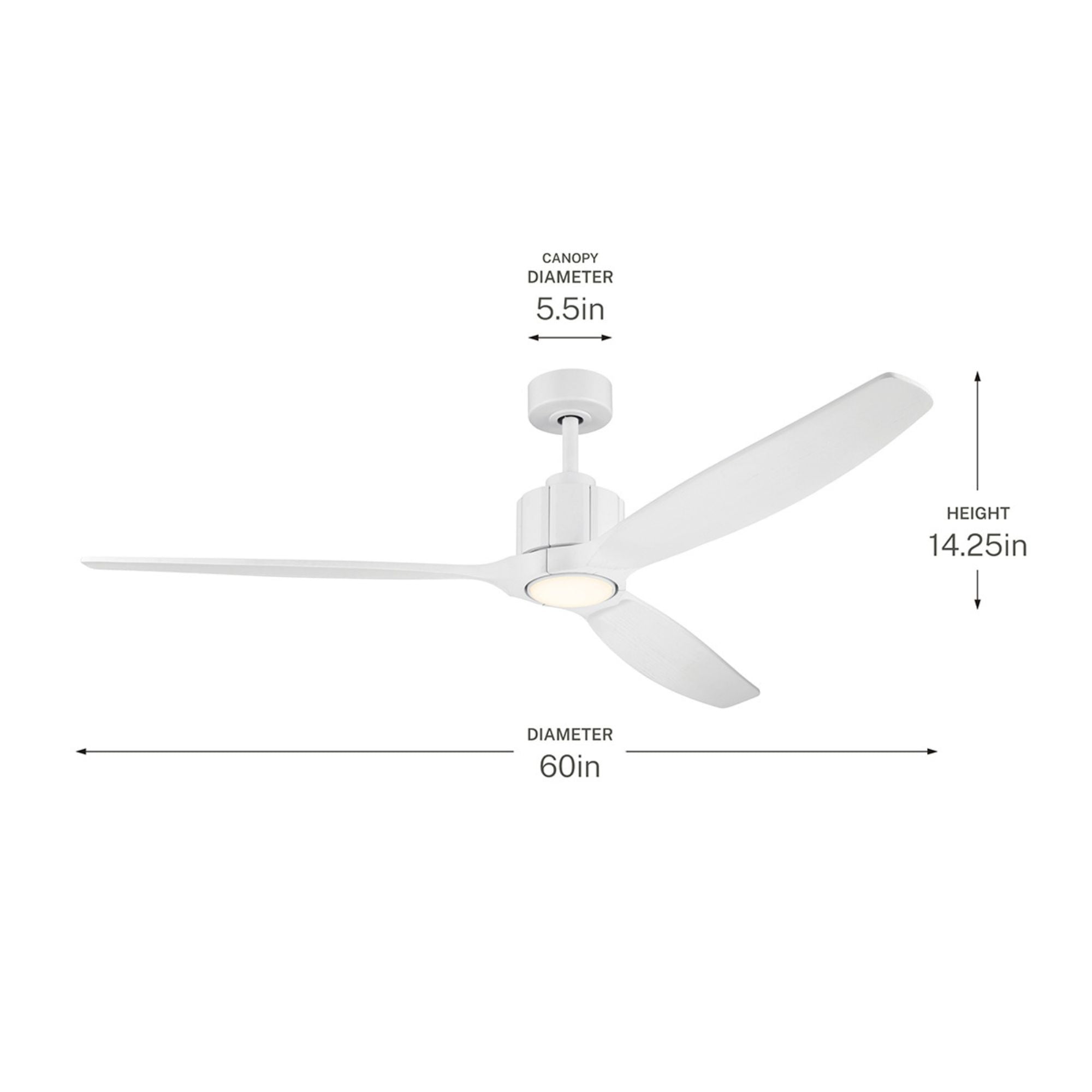 Kichler Calyx 60'' Ceiling Fan with LED Light DC Motor Matte White