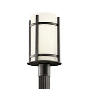 Kichler Camden 17 in. Outdoor Post Light, Anvil Iron with Satin Etched Opal Glass
