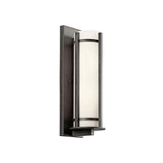 Kichler Camden 19.5in. 2-Light Outdoor Wall Sconce, Anvil Iron with Satin Etched Opal Glass