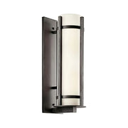 Kichler Camden 22.5 in. 2-Light Outdoor Sconce, Anvil Iron with Satin Etched Opal Glass
