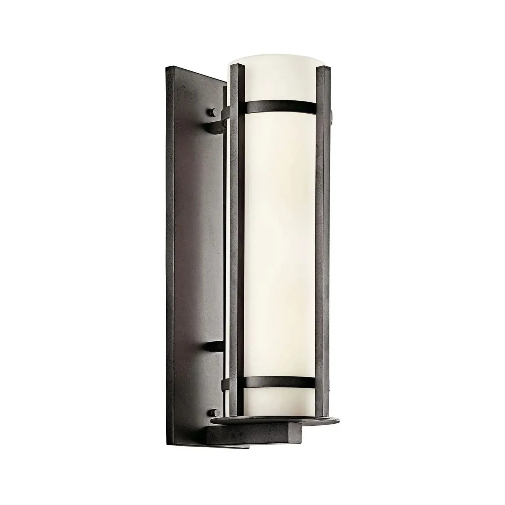 Kichler Camden 22.5 in. 2-Light Outdoor Sconce, Anvil Iron with Satin Etched Opal Glass