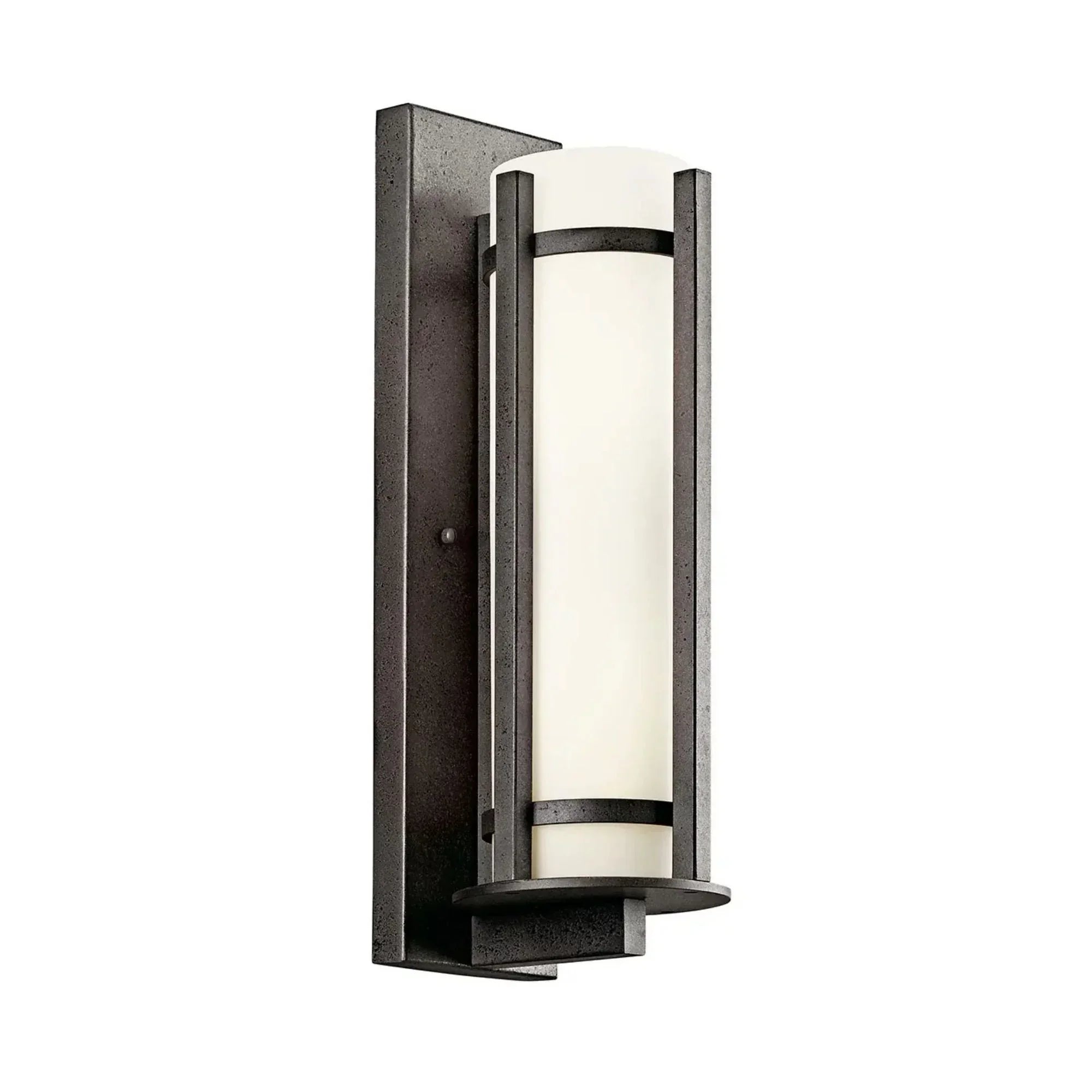 Kichler Camden 26 in. 3-Light Outdoor Sconce, Anvil Iron with Satin Etched Opal Glass