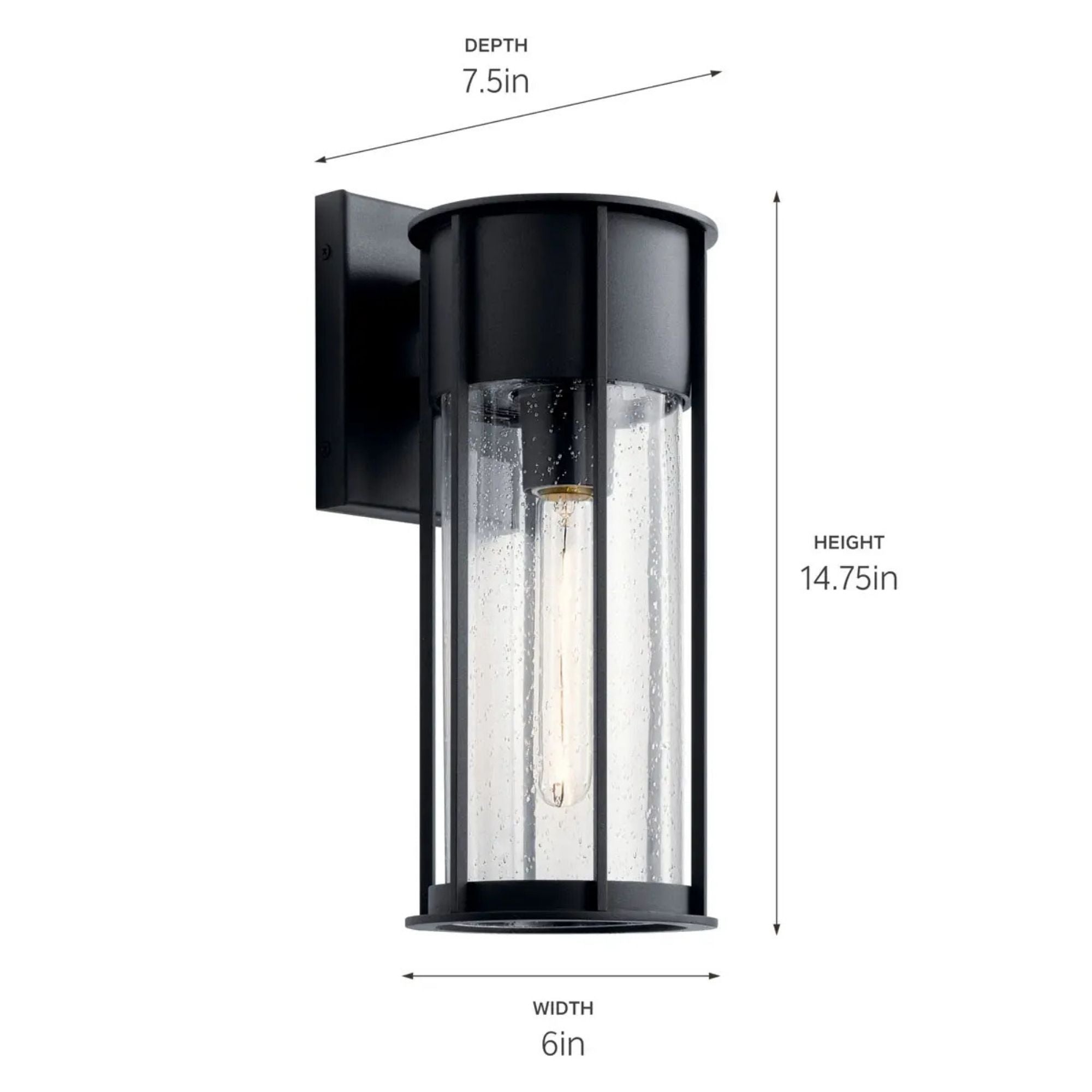 Camillo 15" Outdoor Wall Light, Textured Black Finish
