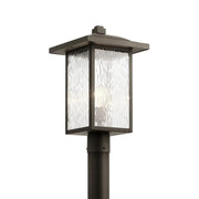 Kichler Capanna 18.25 in. Outdoor Post Light, Olde Bronze with Clear Water Glass
