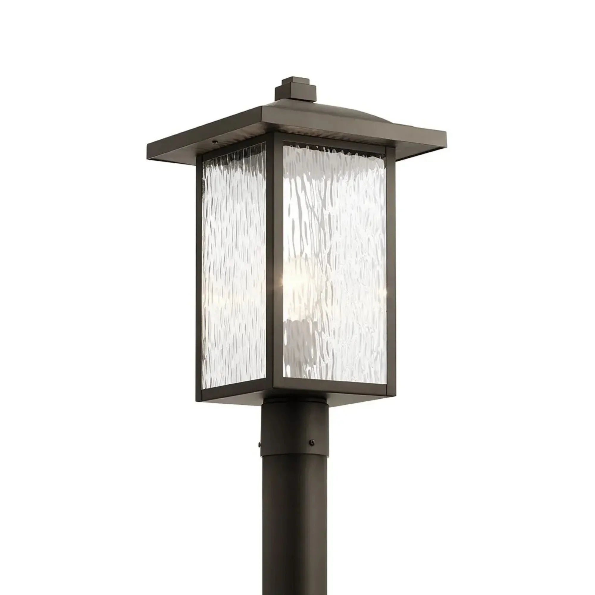 Kichler Capanna 18.25 in. Outdoor Post Light, Olde Bronze with Clear Water Glass