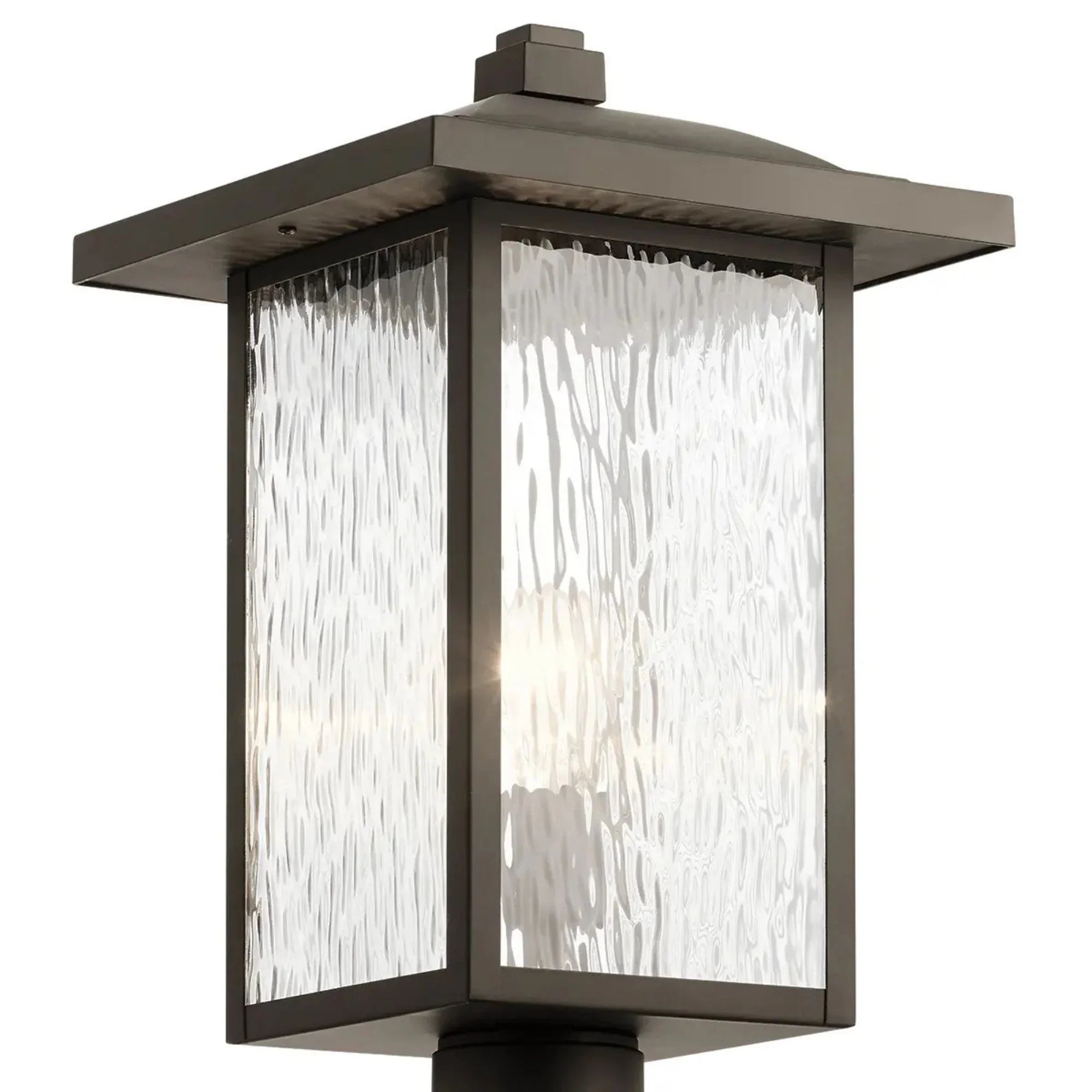 Kichler Capanna 18.25 in. Outdoor Post Light, Olde Bronze with Clear Water Glass