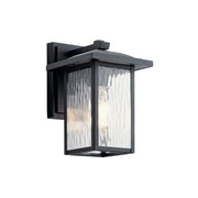Kichler Capanna 10.25 in. Outdoor Wall Sconce, Textured Black with Clear Water Glass