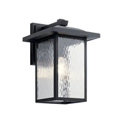 Kichler Capanna 16 in. Outdoor Wall Sconce, Textured Black with Clear Water Glass