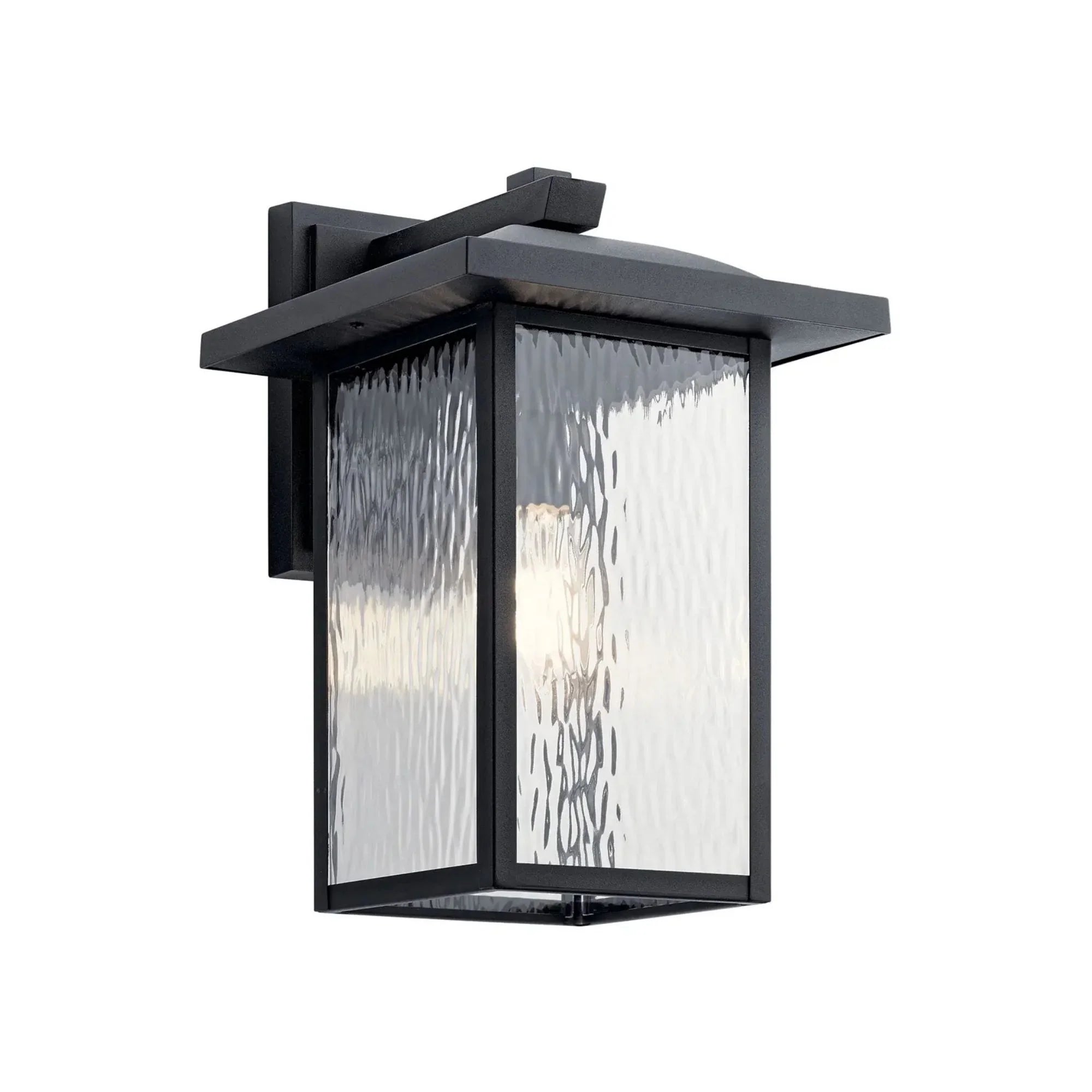 Kichler Capanna 16 in. Outdoor Wall Sconce, Textured Black with Clear Water Glass