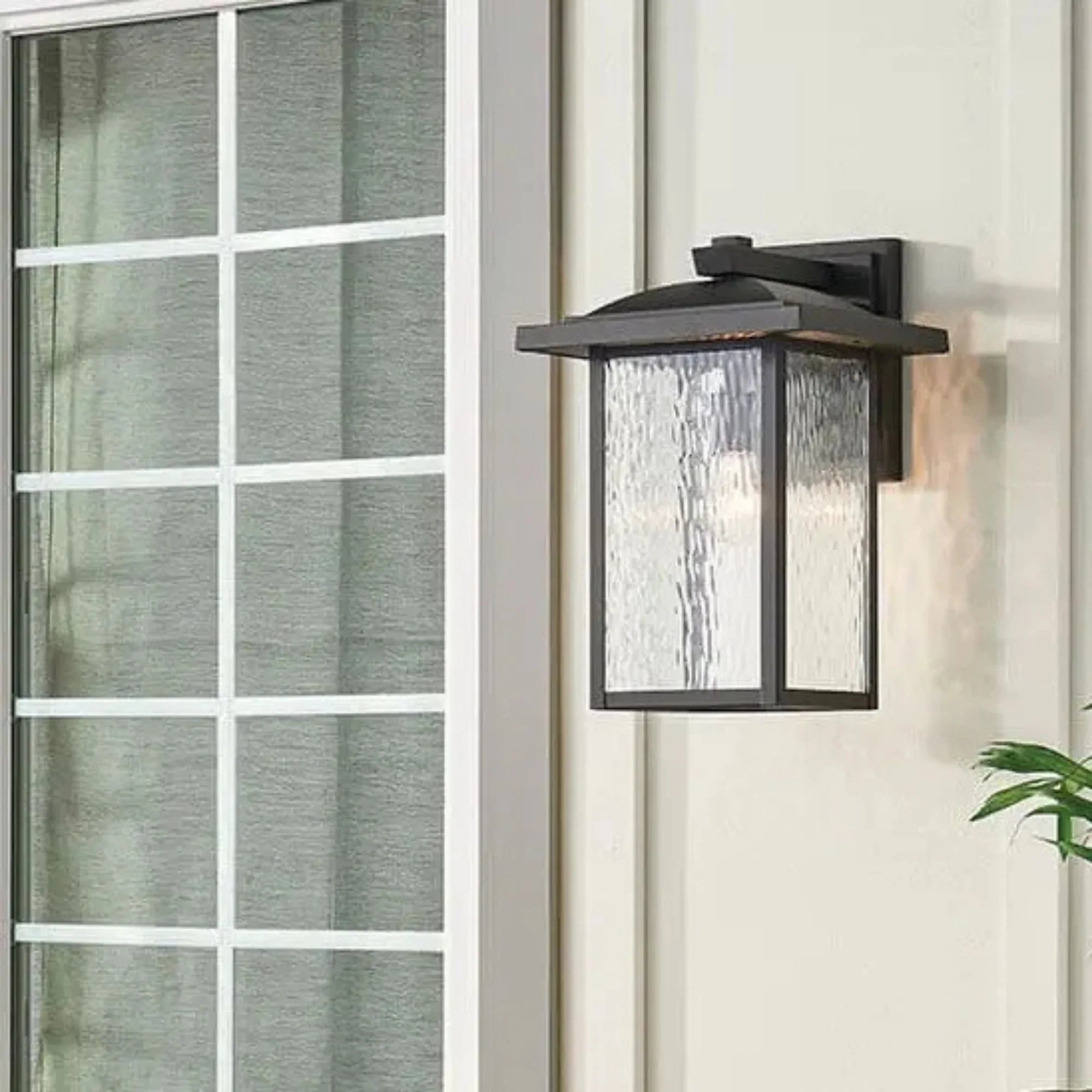Kichler Capanna 16 in. Outdoor Wall Sconce, Textured Black with Clear Water Glass