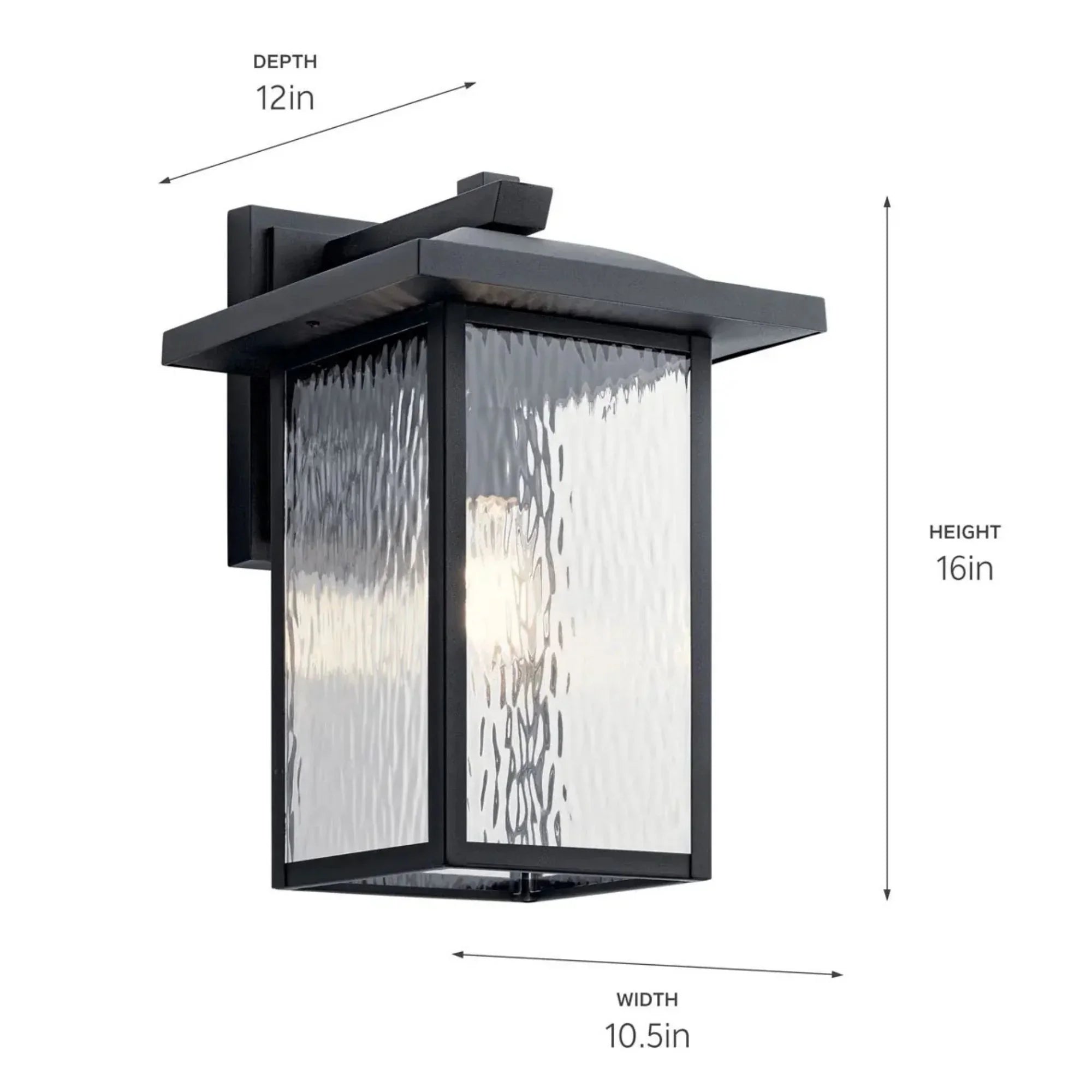 Kichler Capanna 16 in. Outdoor Wall Sconce, Textured Black with Clear Water Glass