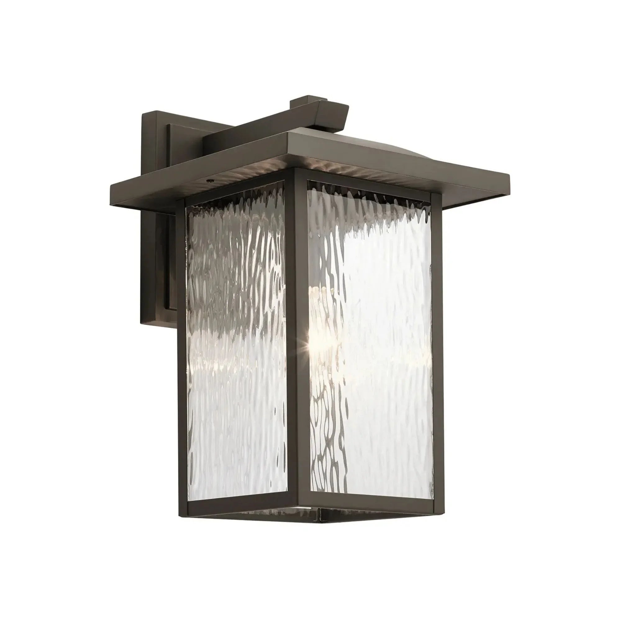 Kichler Capanna 15.62 in. Outdoor Wall Sconce, Olde Bronze with Clear Water Glass