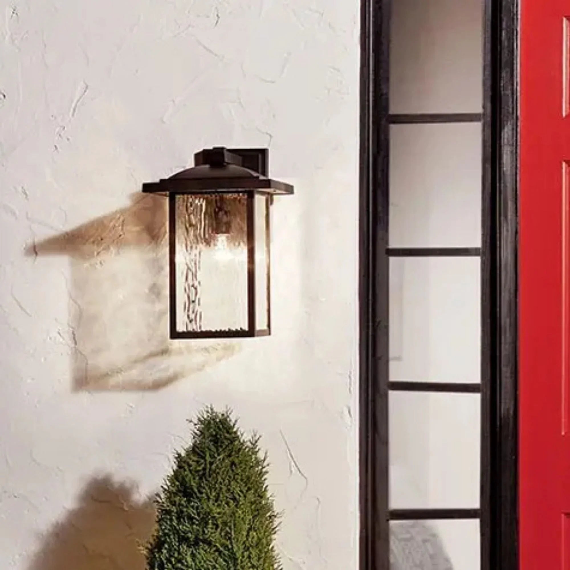 Kichler Capanna 15.62 in. Outdoor Wall Sconce, Olde Bronze with Clear Water Glass