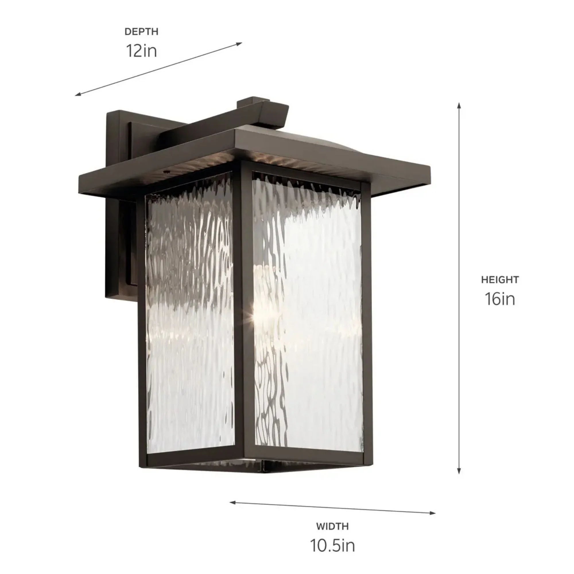 Kichler Capanna 15.62 in. Outdoor Wall Sconce, Olde Bronze with Clear Water Glass