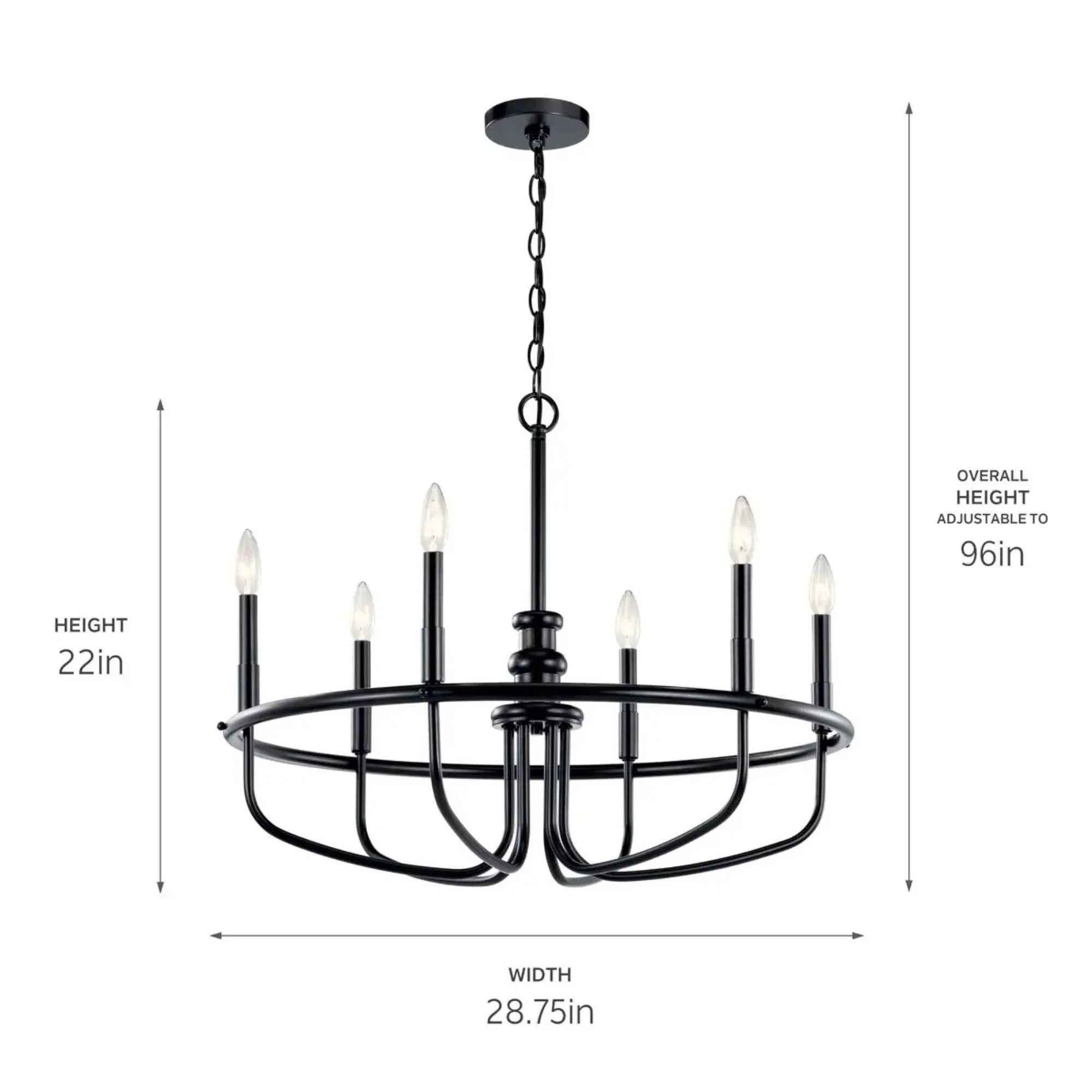 Kichler Capitol Hill 28.75 in. 6-Light Chandelier, Black
