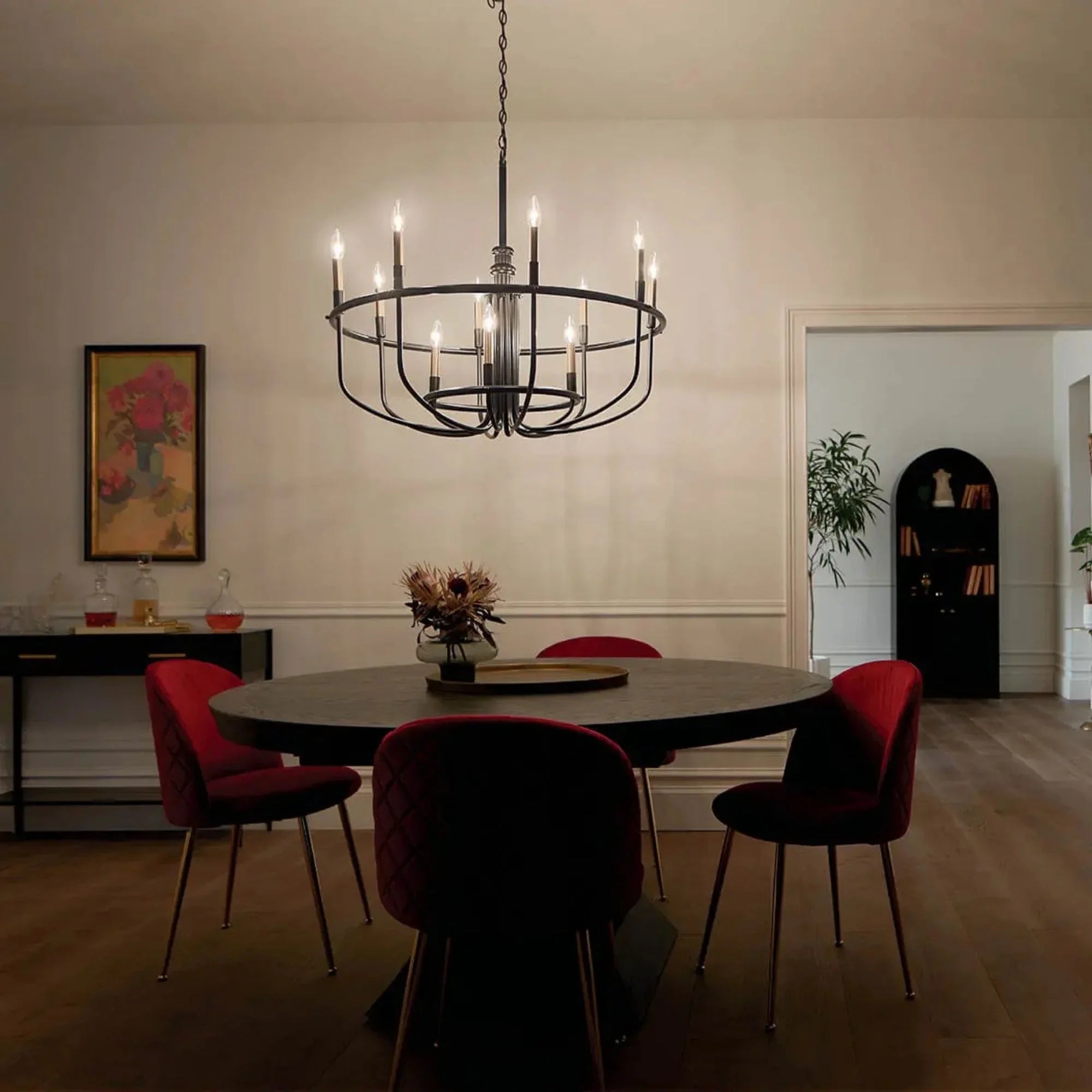 Kichler Capitol Hill 34.75 in. 12-Light Chandelier, Black