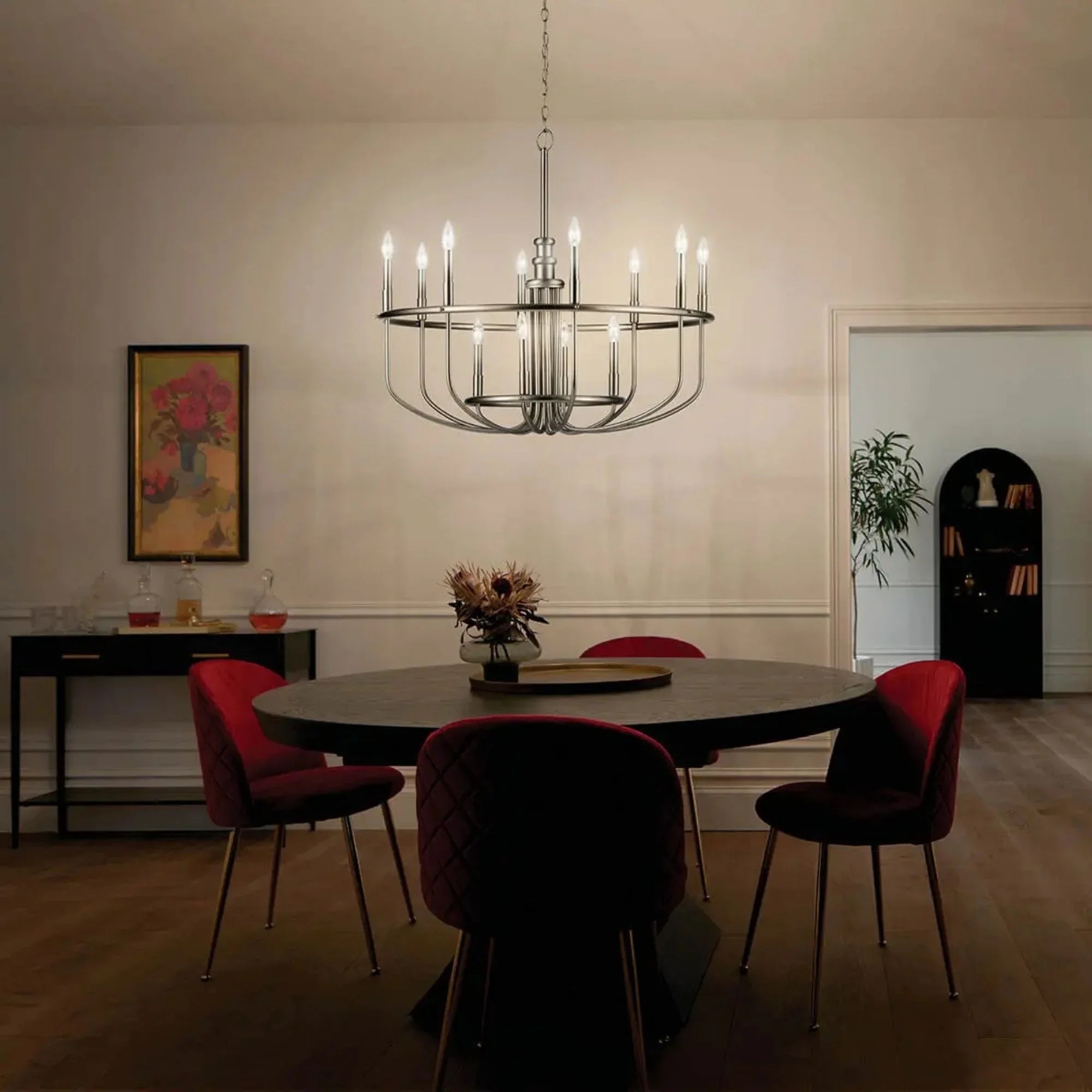 Kichler Capitol Hill 34.75 in. 12-Light Chandelier, Brushed Nickel