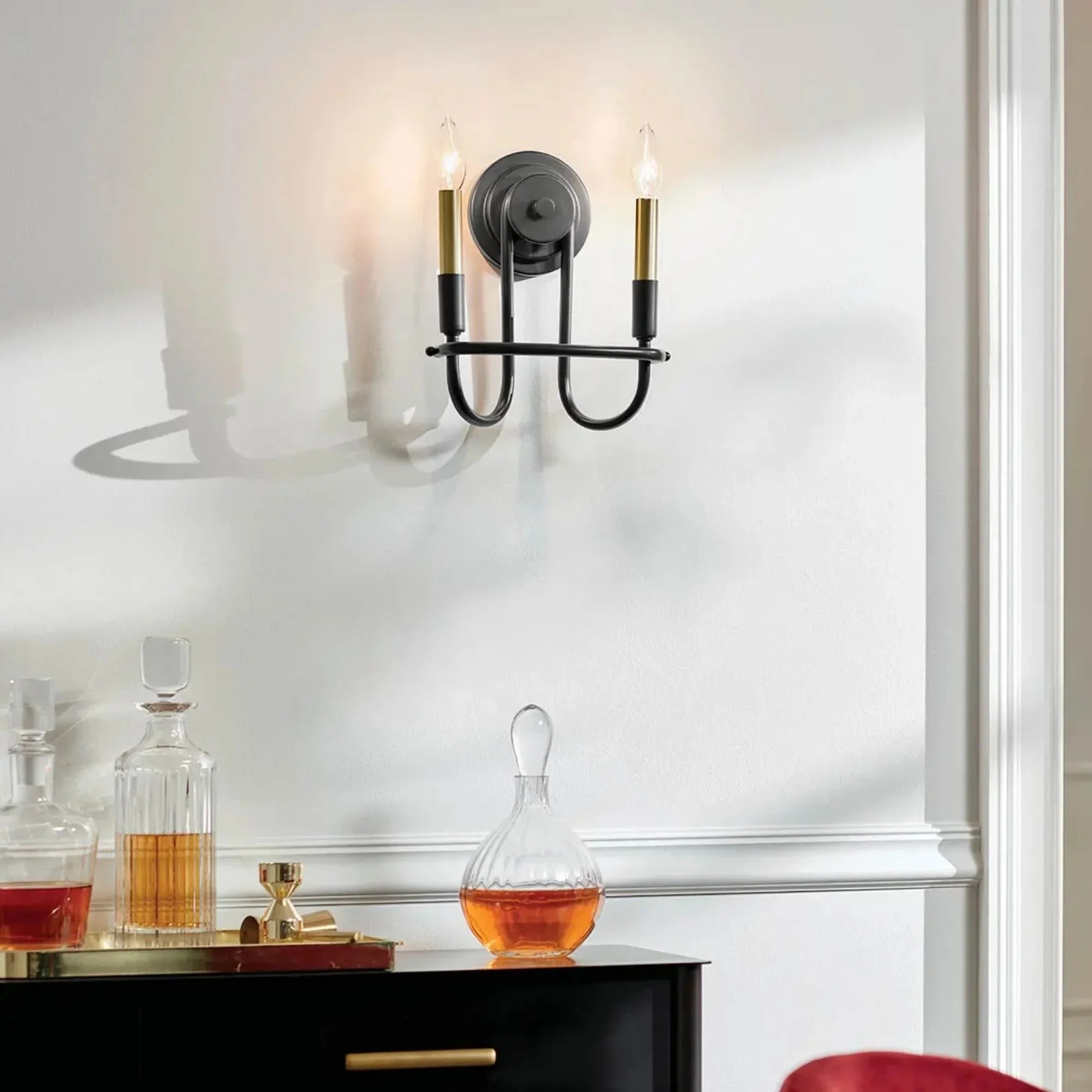 Kichler Capitol Hill 10.75 in. 2-Light Wall Sconce, Black